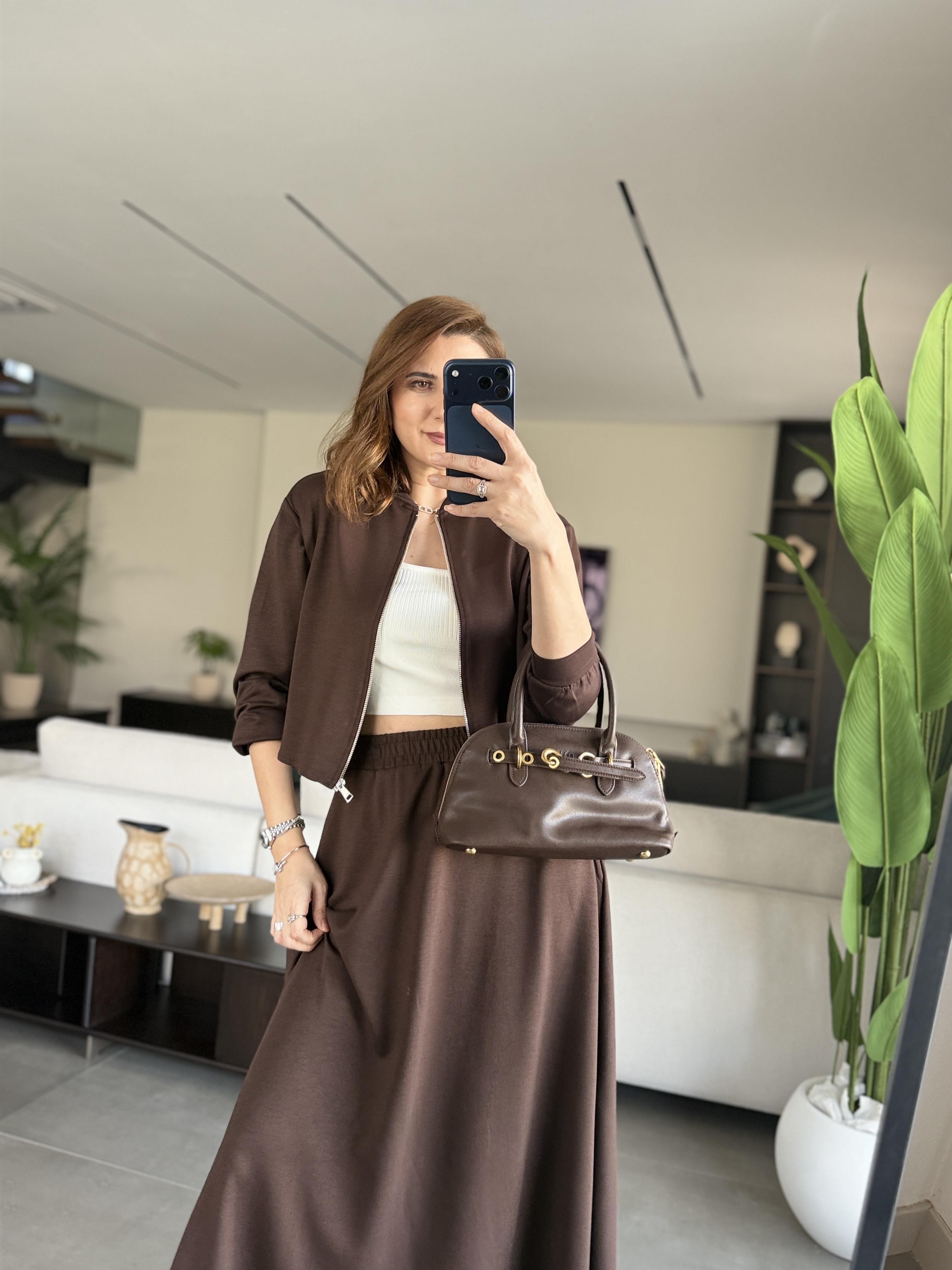 Acı Kahve Modal Ceket Etek Takım
