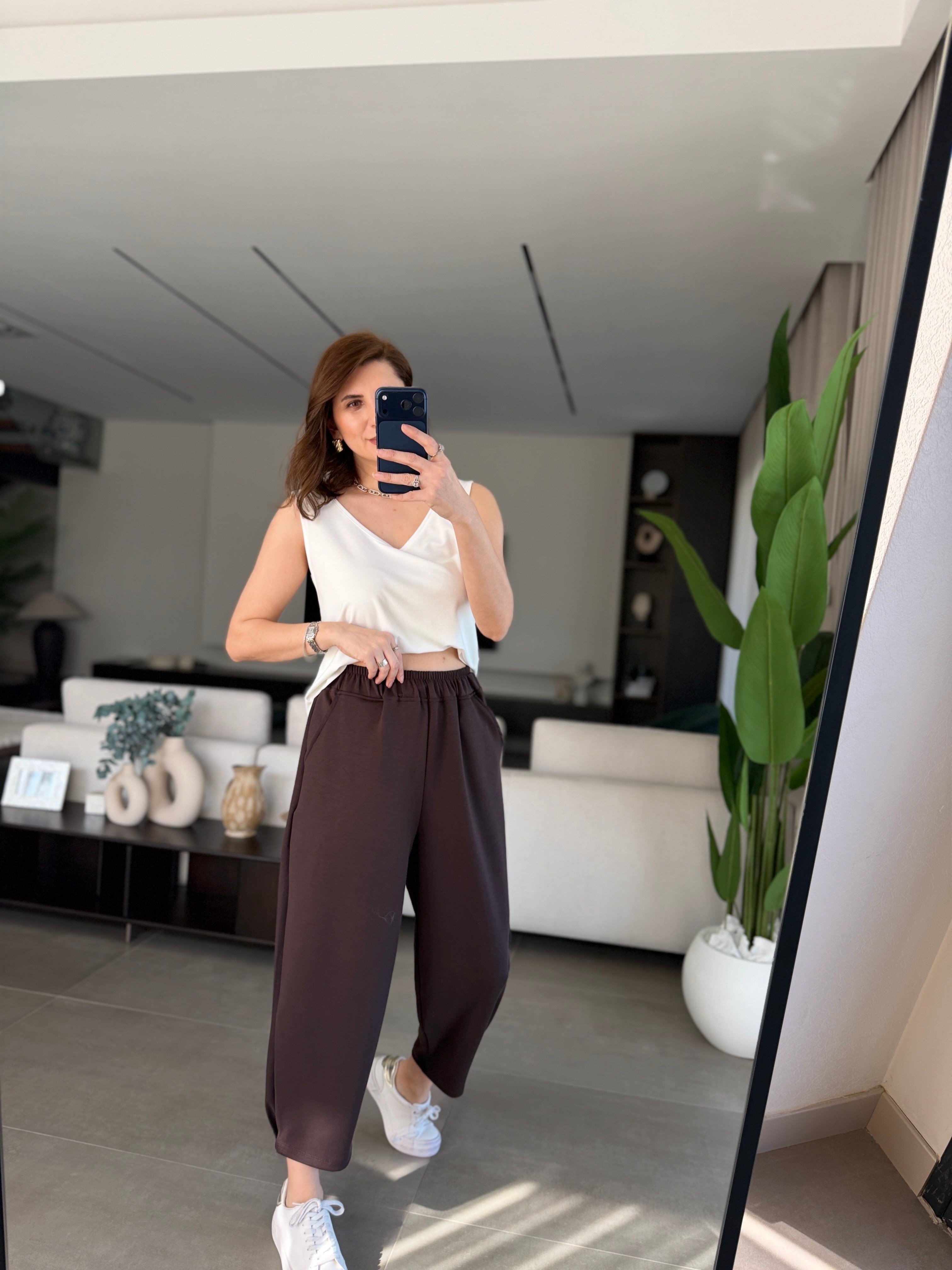 Acı Kahve Modal Paça Tutturmalı Pantolon