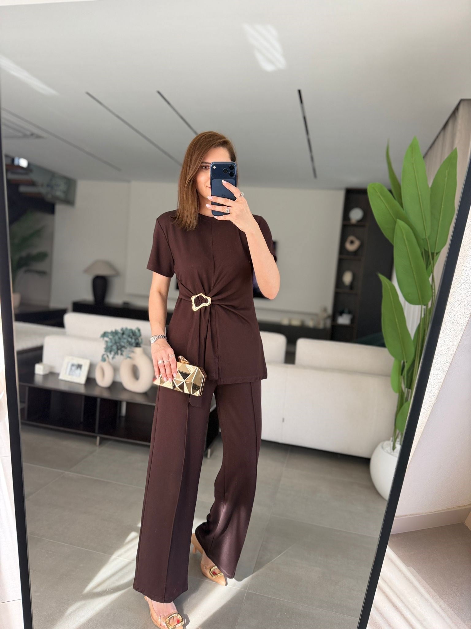 Acı Kahve Modal Toka Detaylı Takım