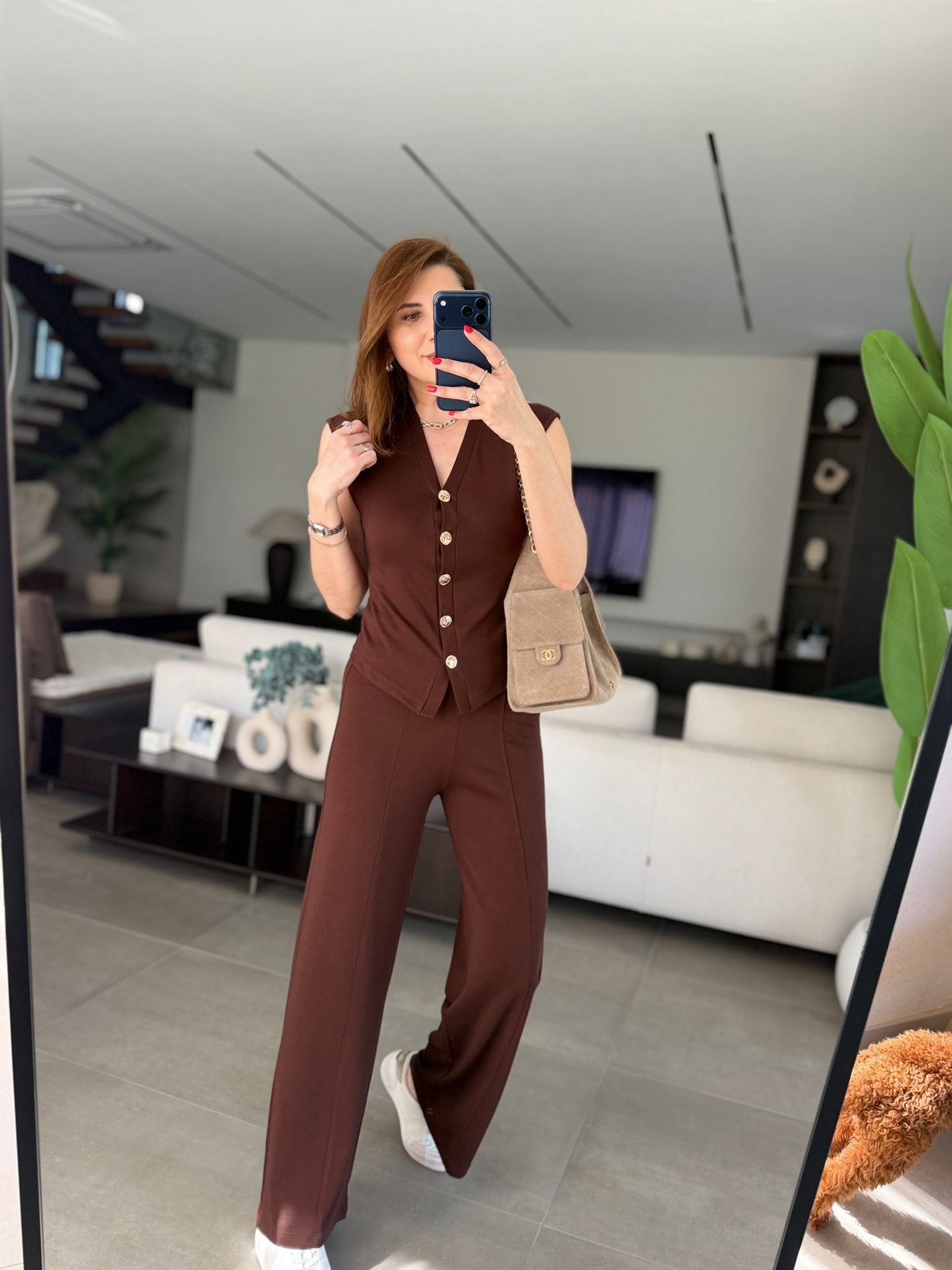 Acı Kahve Modal Yelek Pantolon Takım