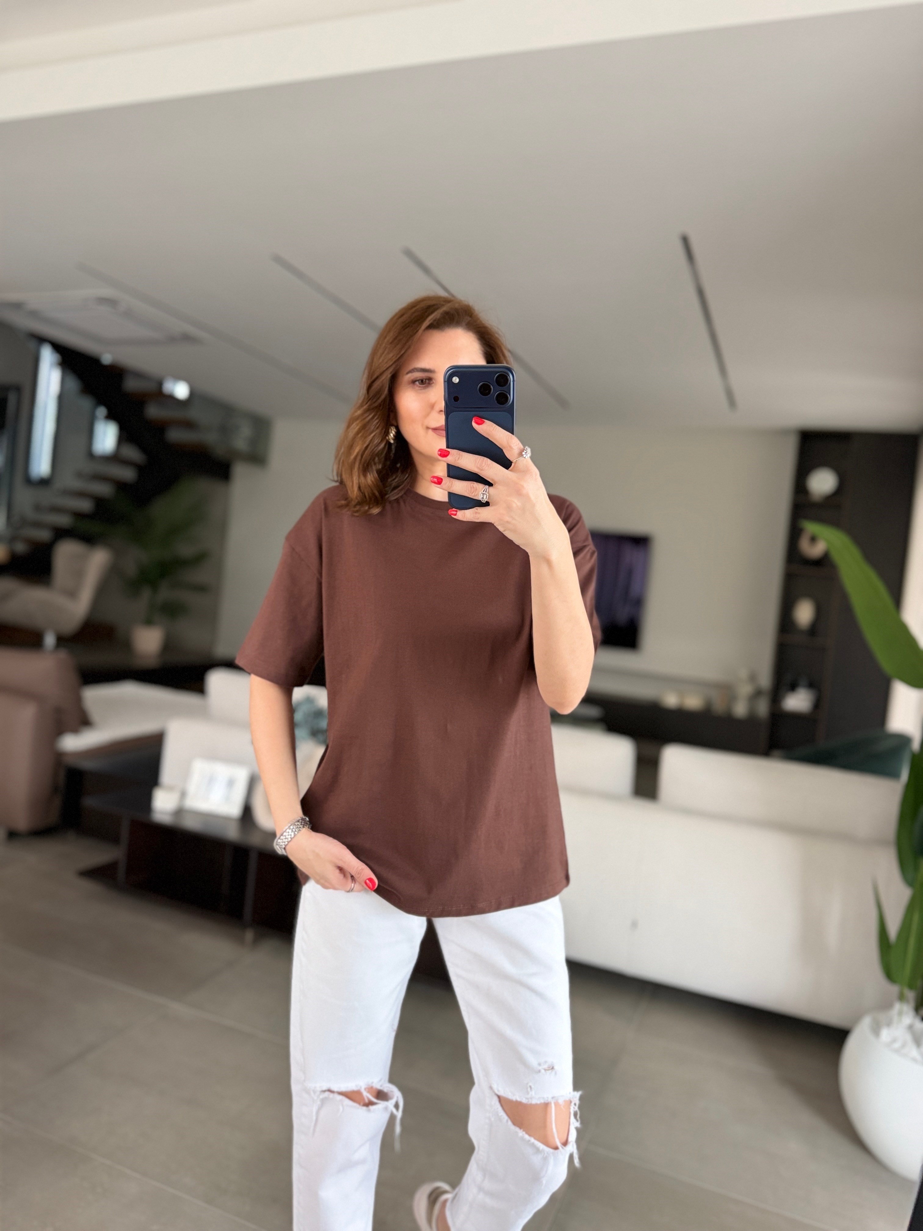 Acı Kahve Oversize Basic T-shirt
