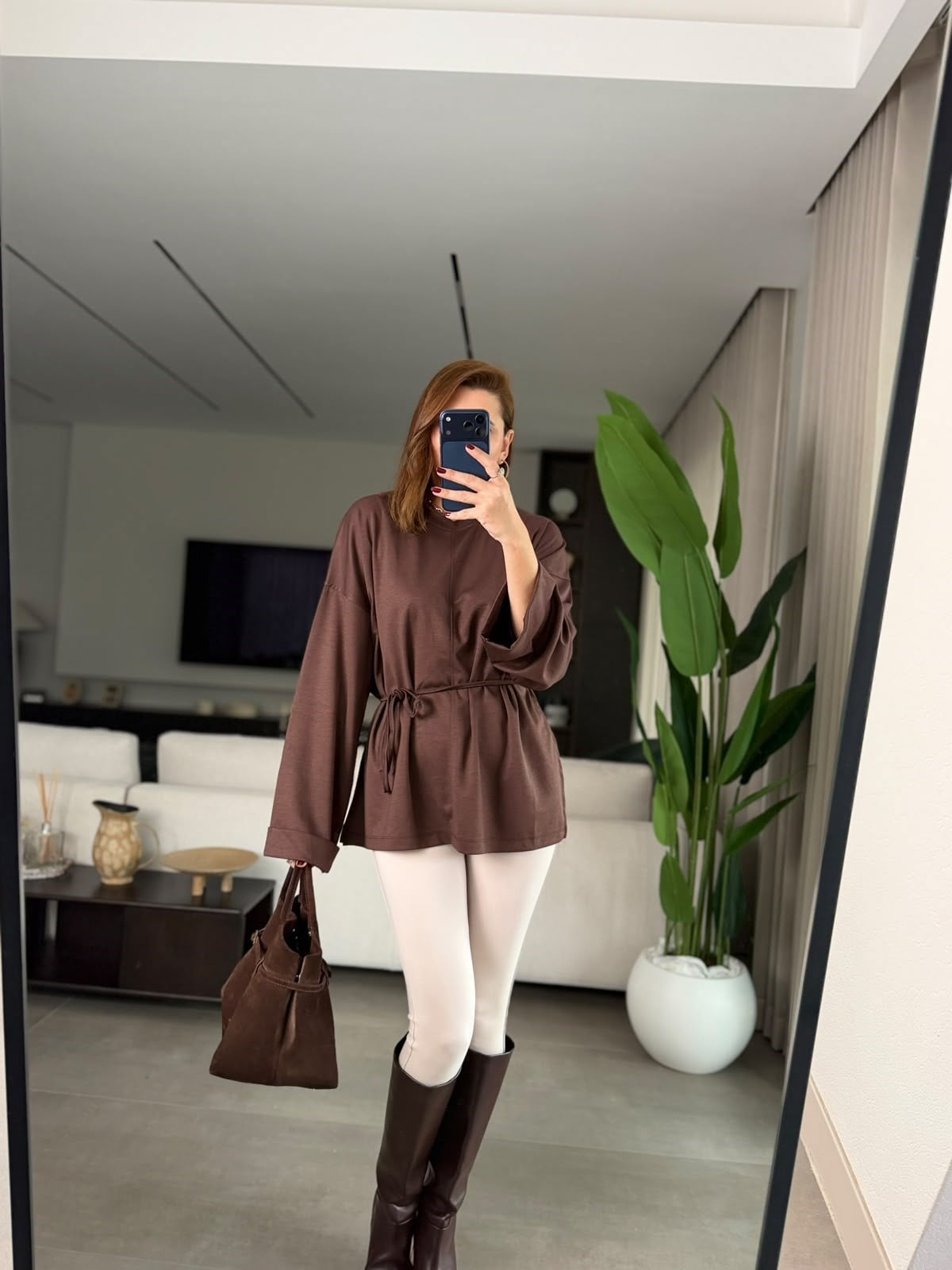 Acı Kahve Oys Bağlamalı Bluz