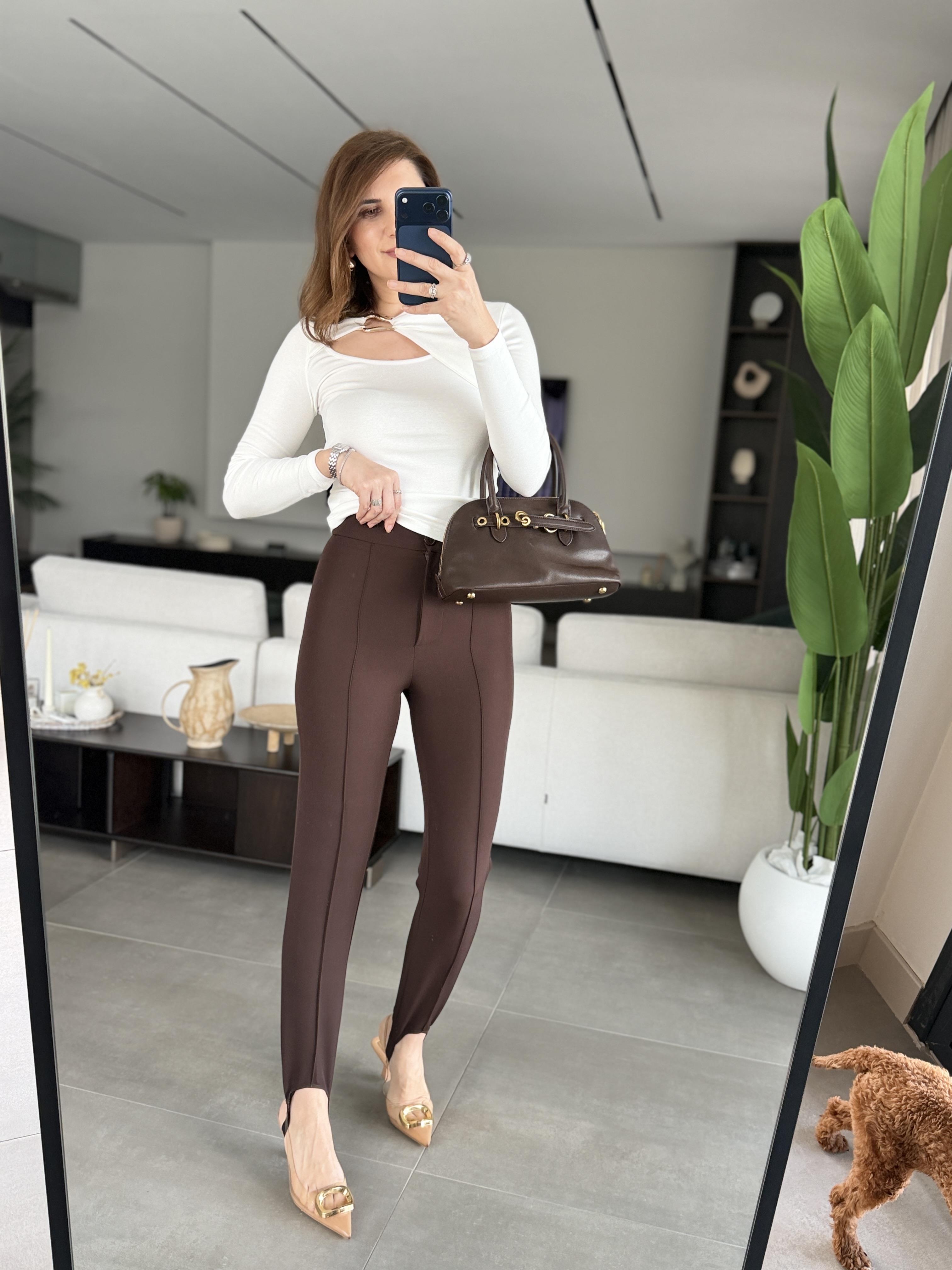 Acı Kahve Paça Lastikli Düğmeli Pantolon