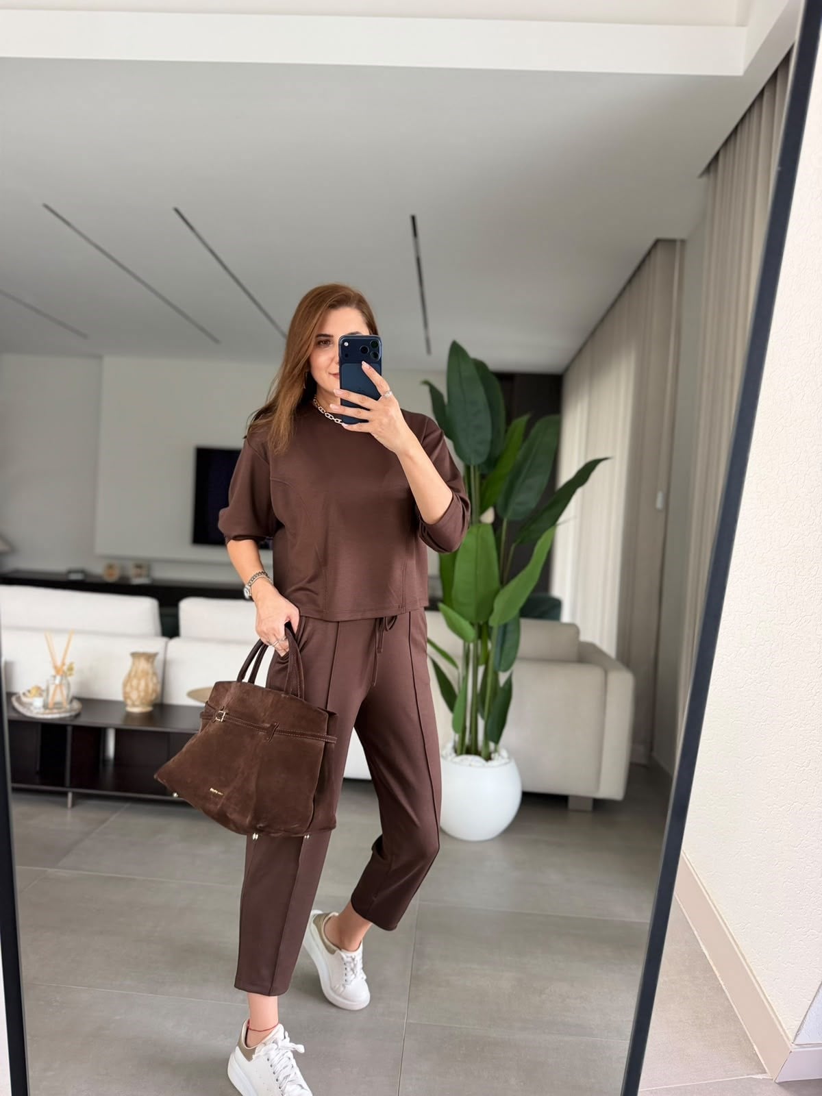Acı Kahve Panel Dikişli Modal Takım