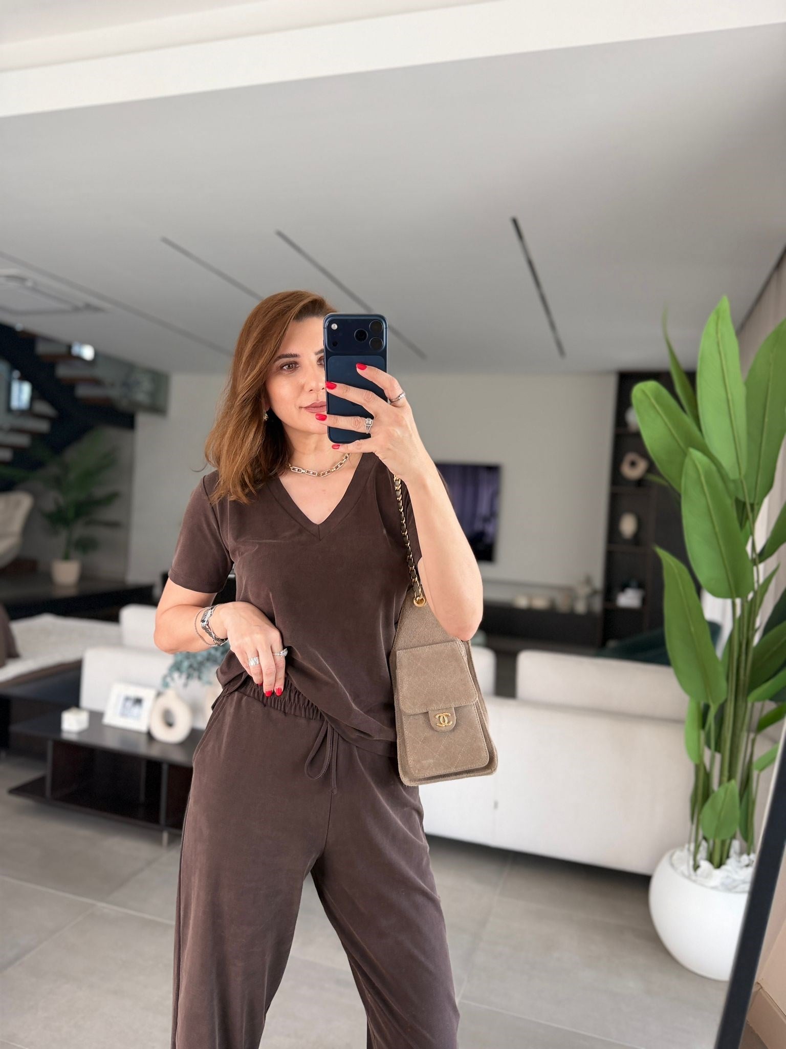 Acı Kahve Pike Modal V Yaka Takım