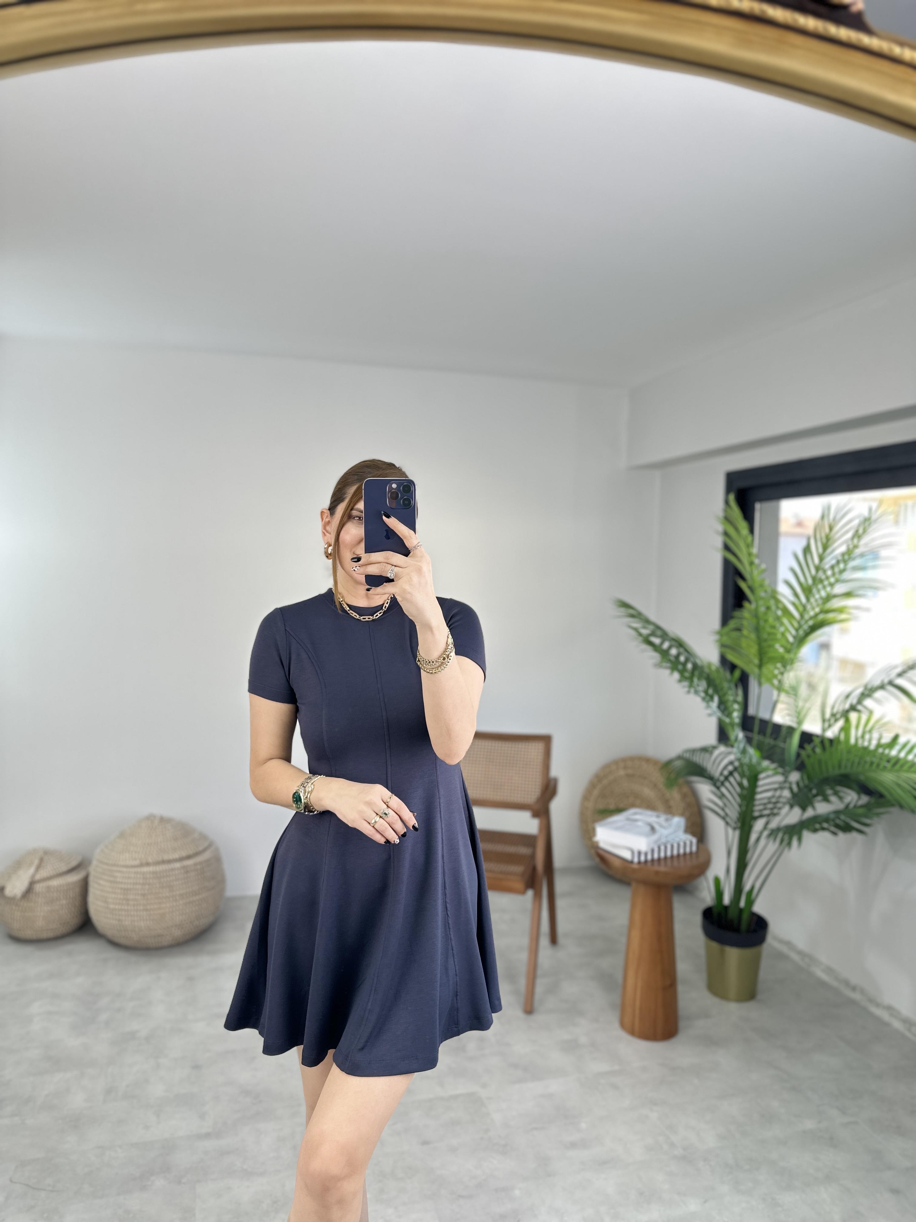 Antrasit Cupra Parçalı Elbise