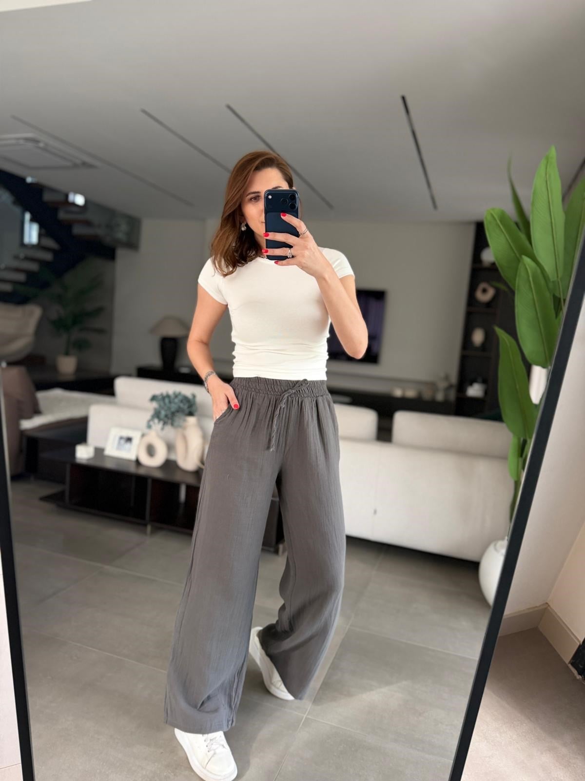 Antrasit Müslin Pantolon