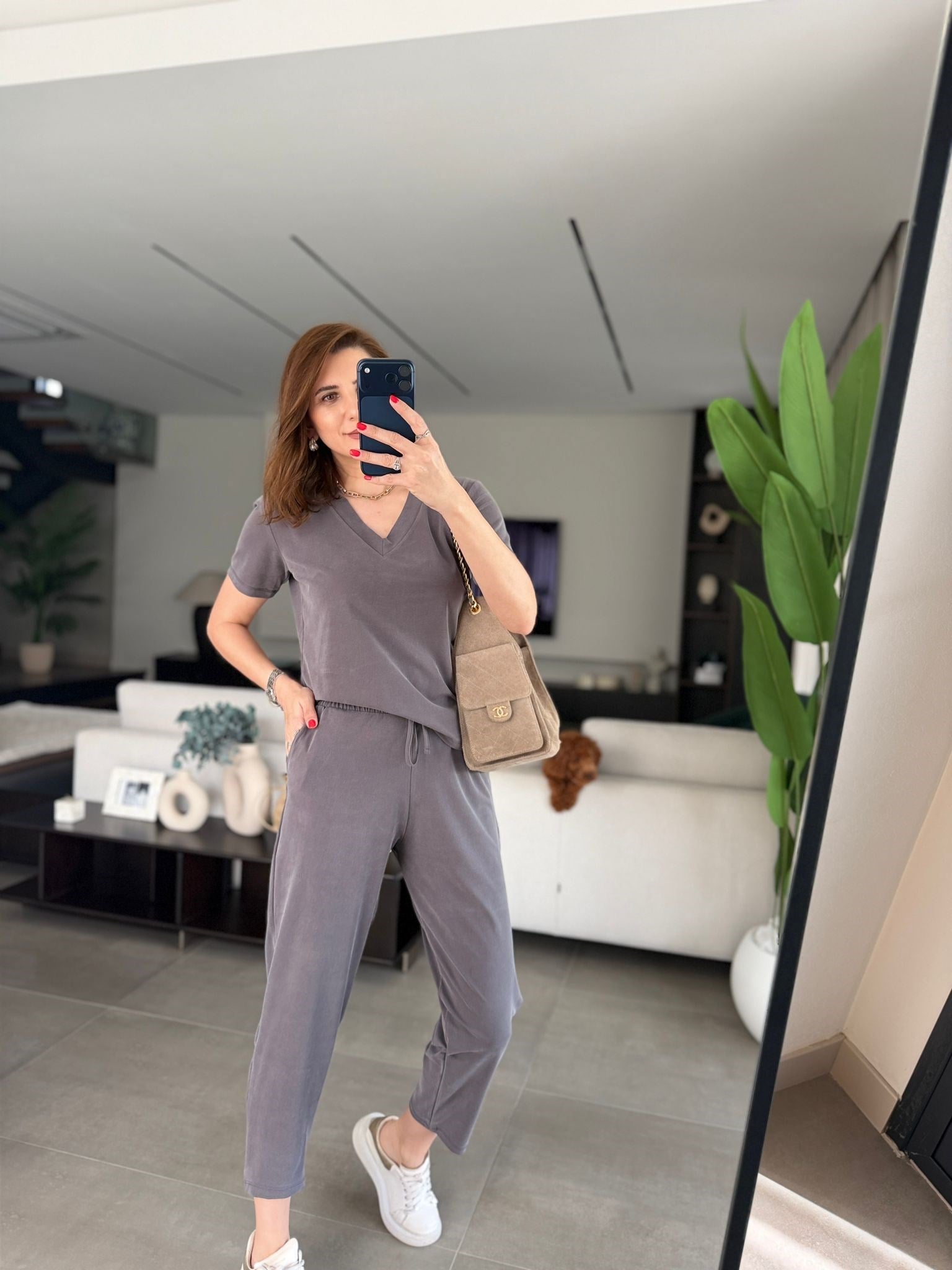 Antrasit Pike Modal V Yaka Takım