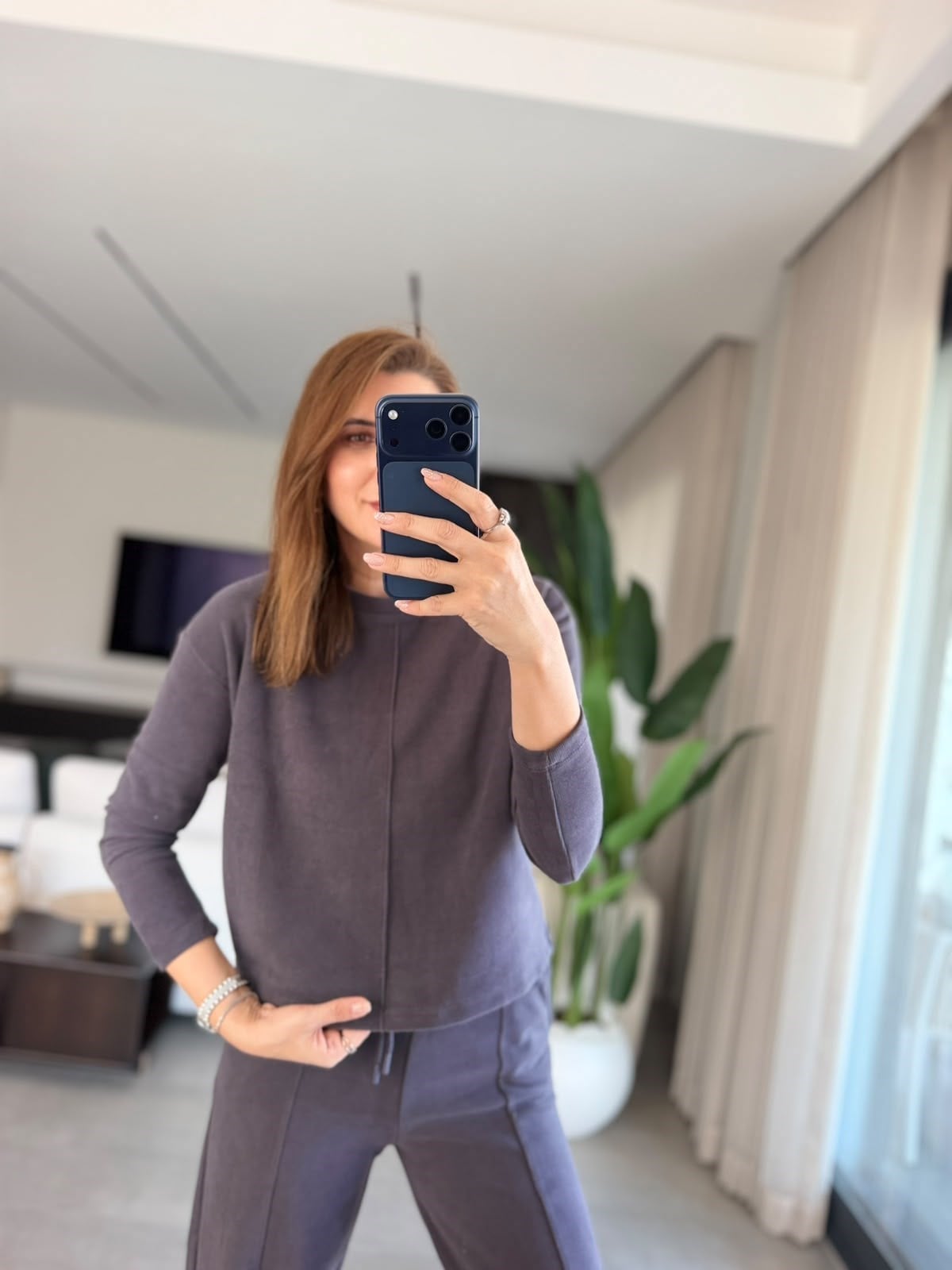 Antrasit Selanik Ortası Çimalı Bluz