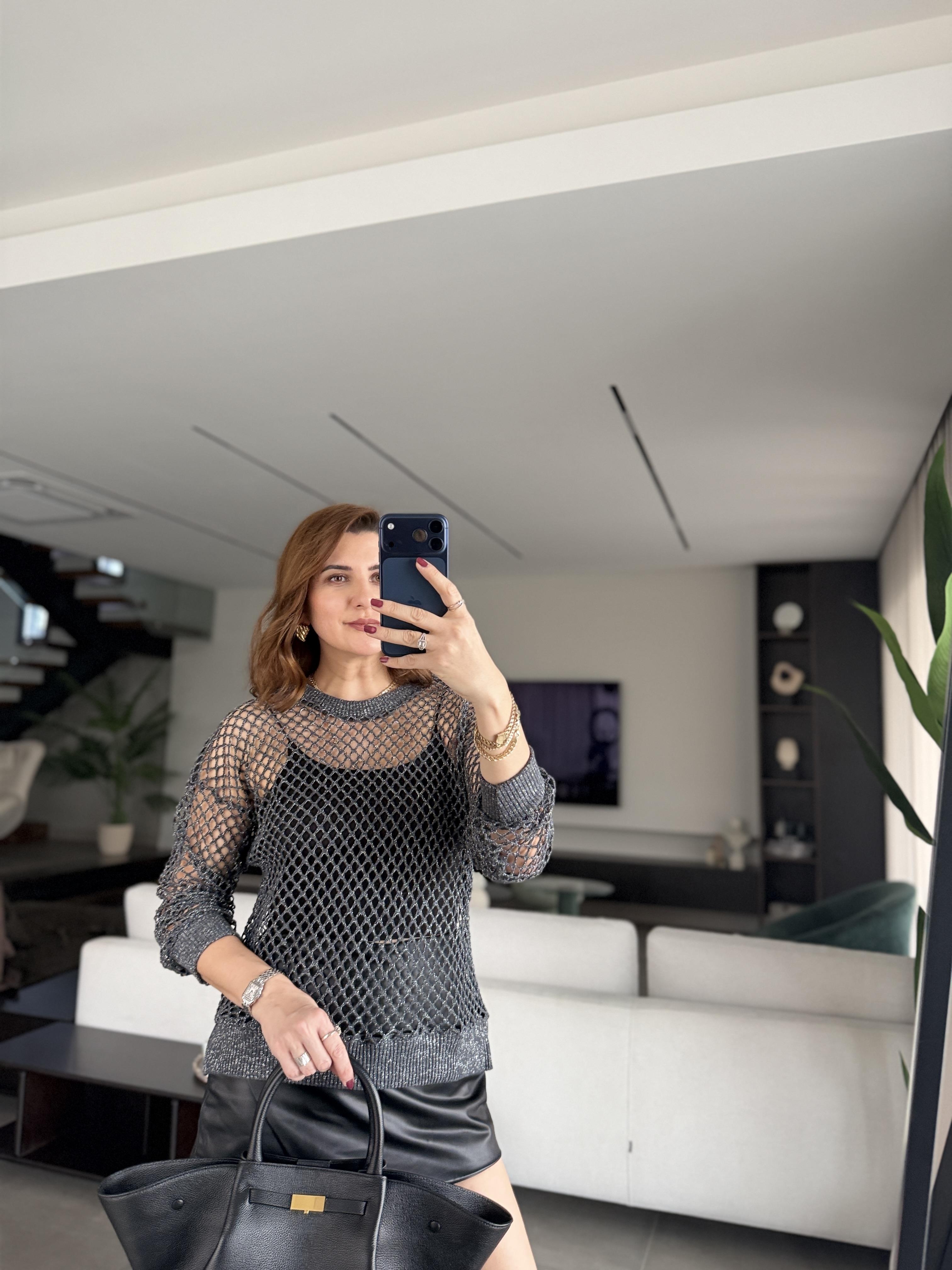 Antrasit Simli Merserize Bluz