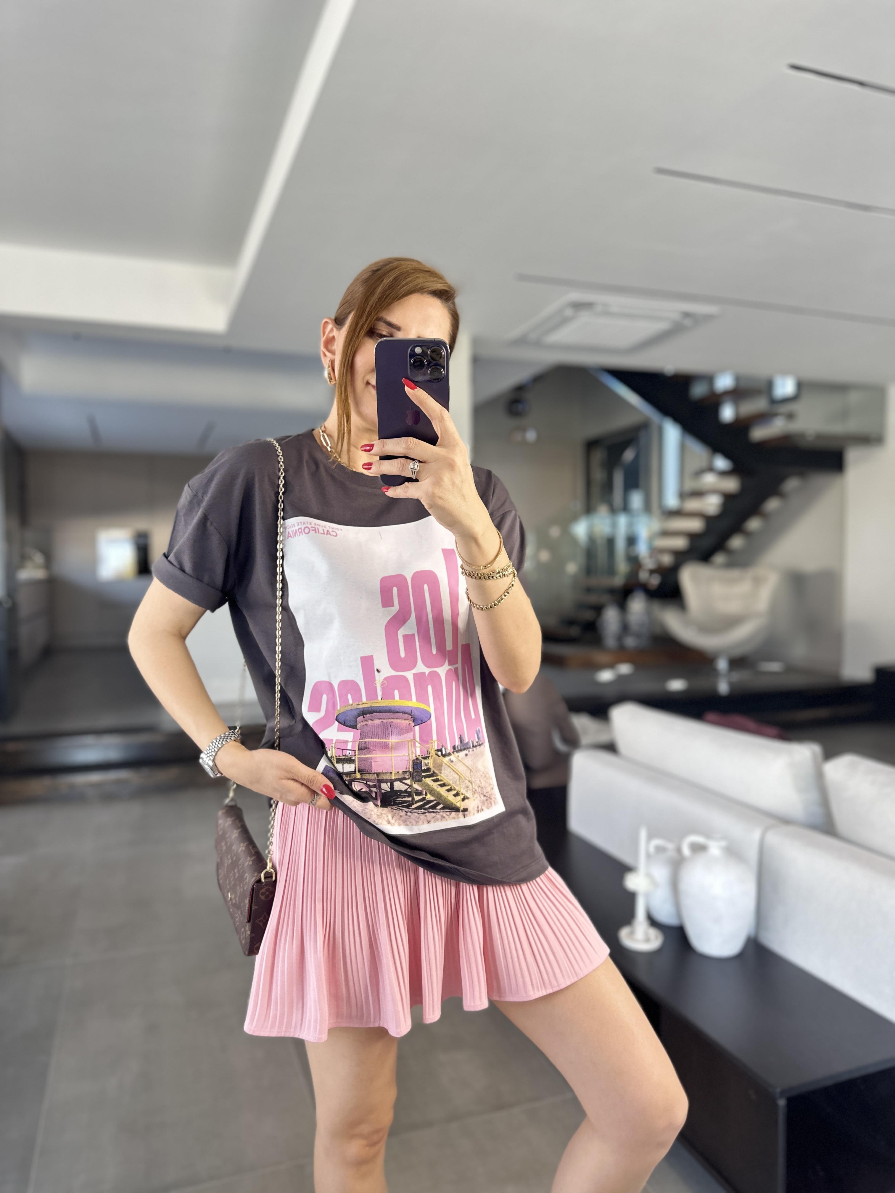 Antrasit Yazı Baskılı T-shirt