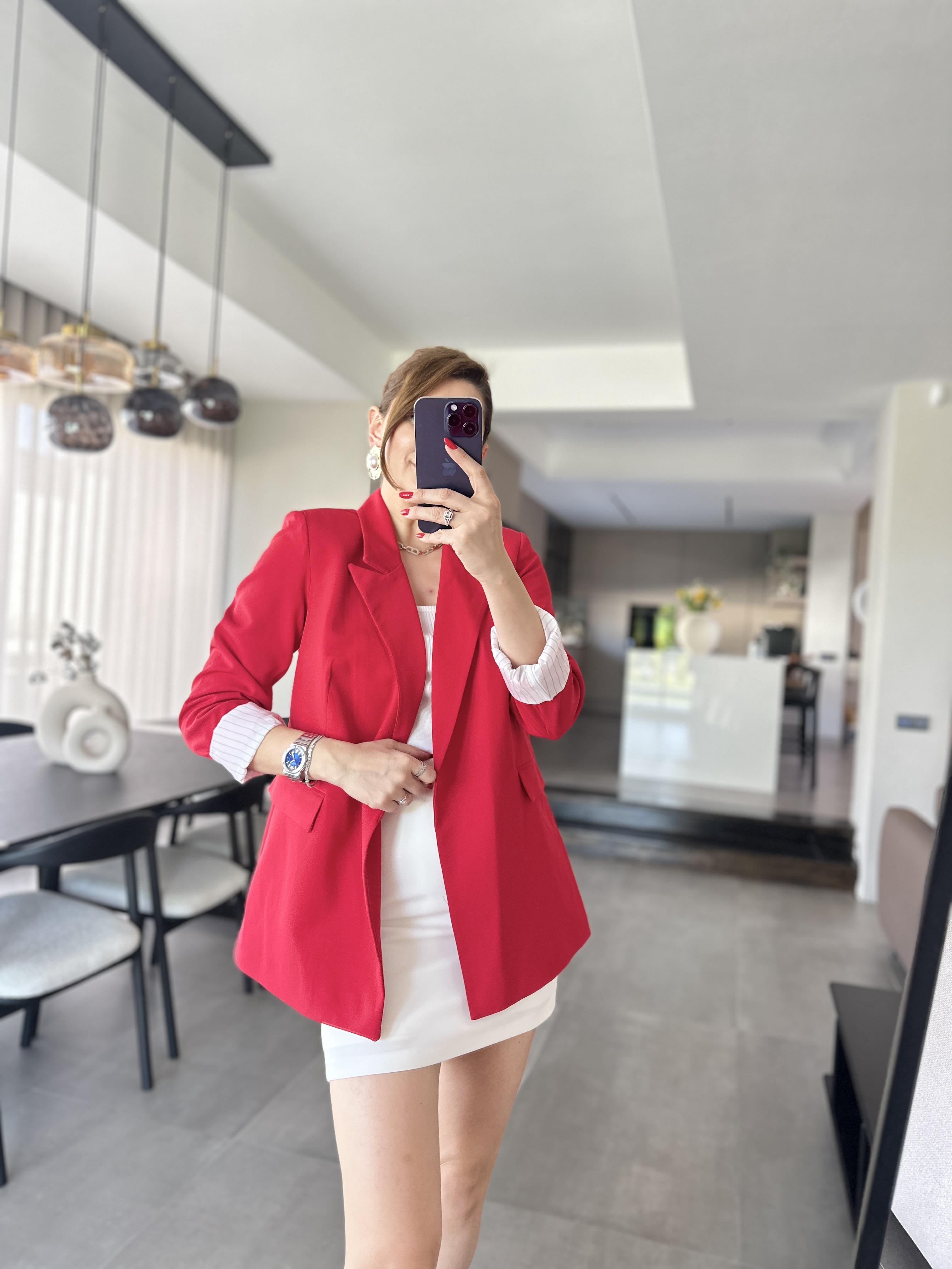 Astarı Çizgili Blazer Ceket
