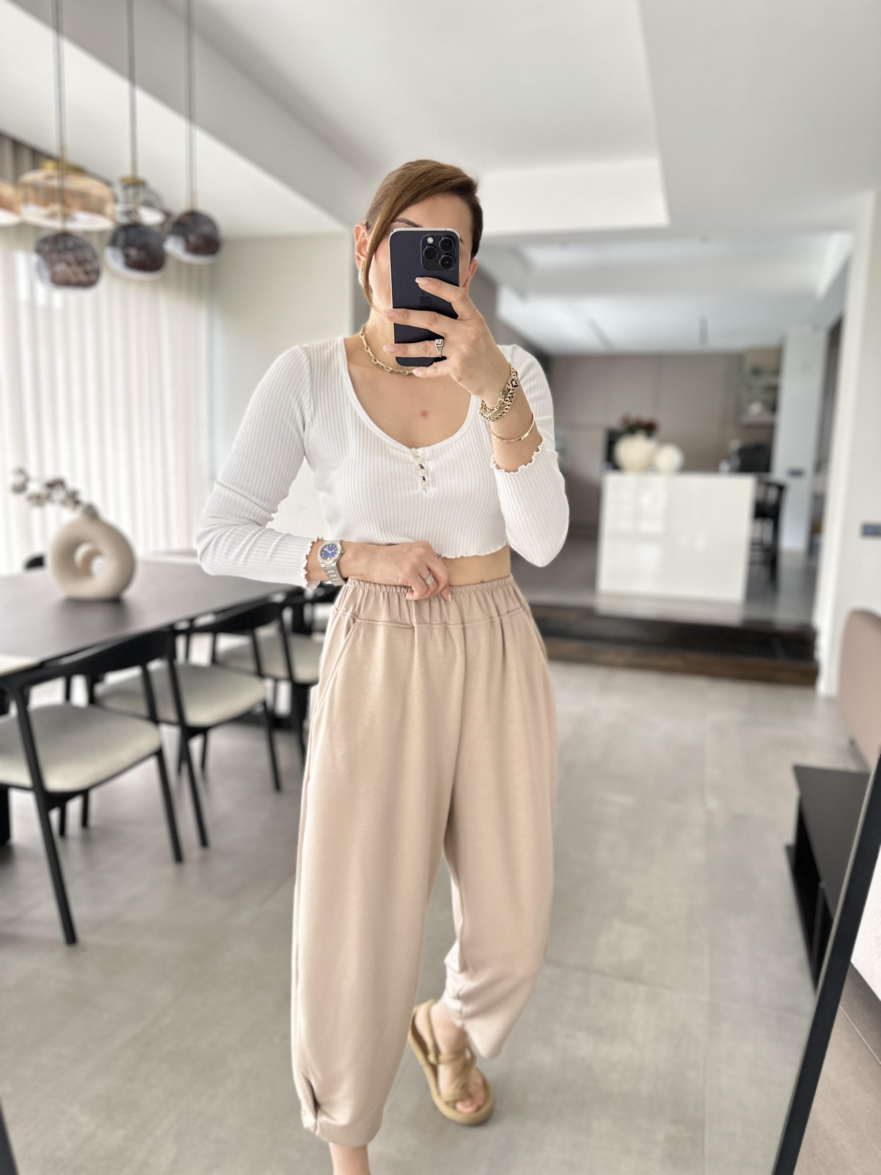 Bej Oys Şalvar Pantolon