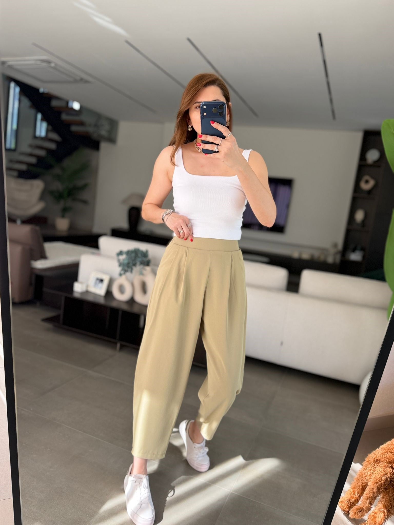 Bej Twill Bombeli Pantolon