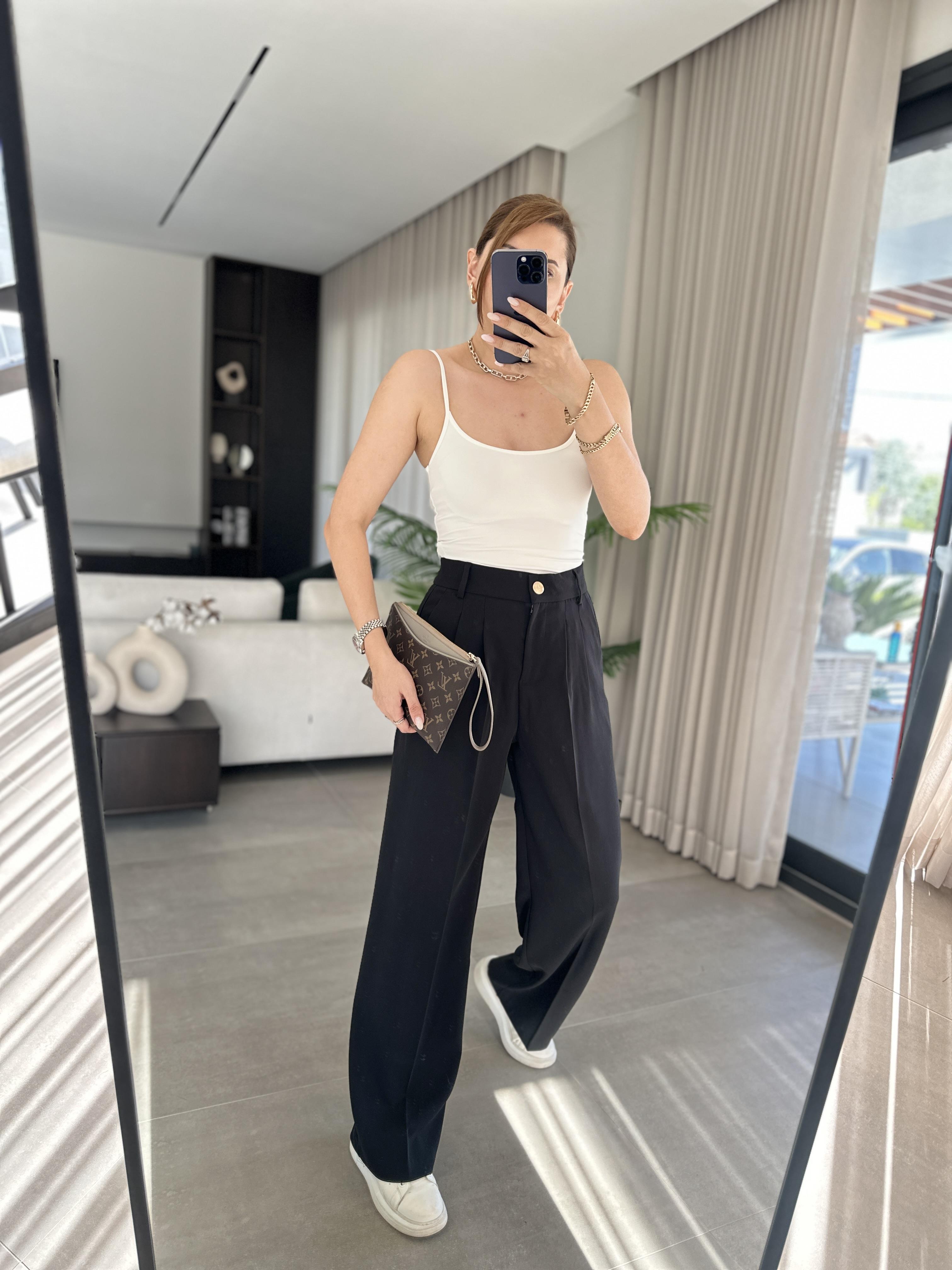 Bel Pile Düğmeli Pantolon
