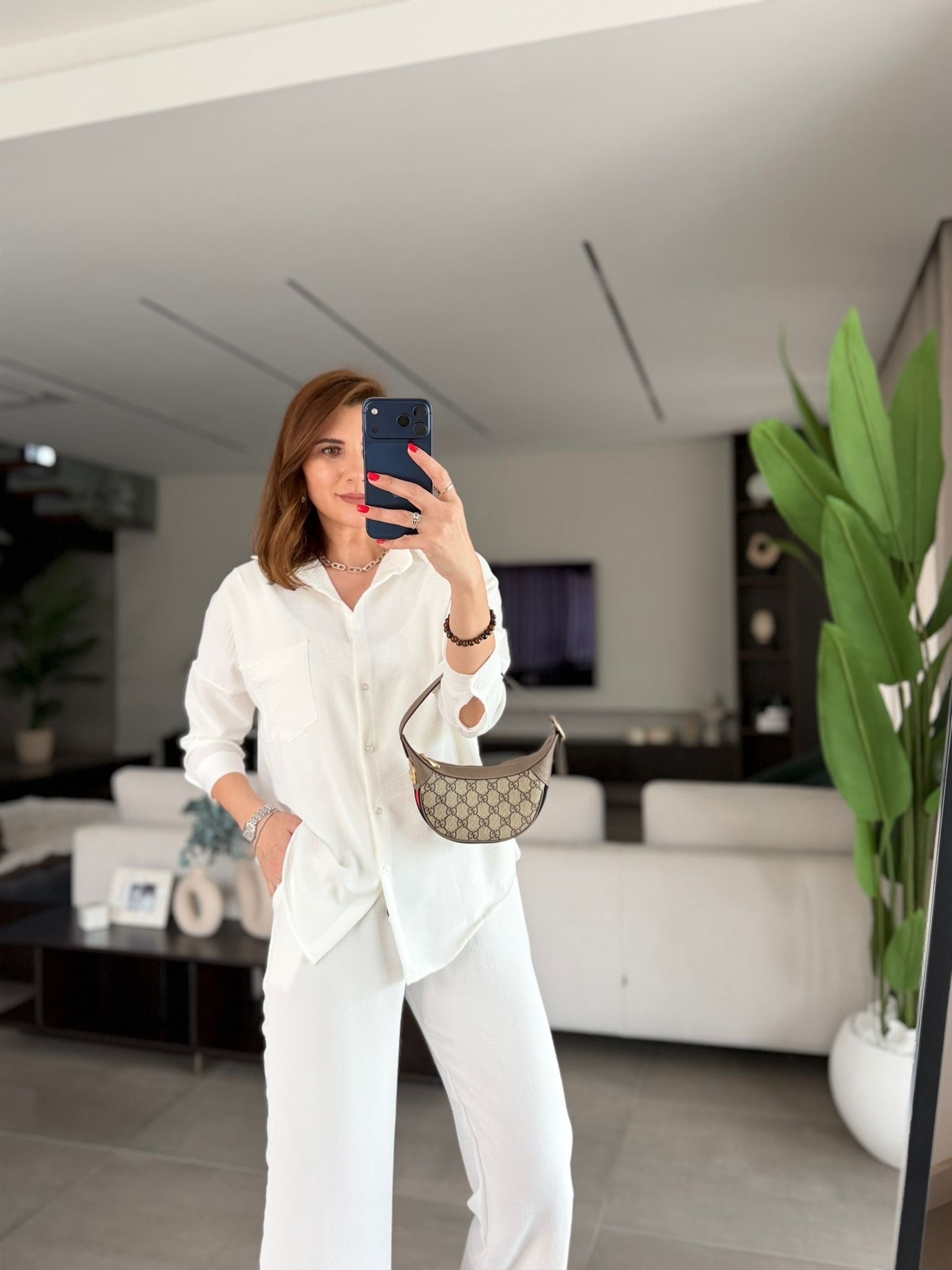 Beyaz Ayrobin Gömlek Takım