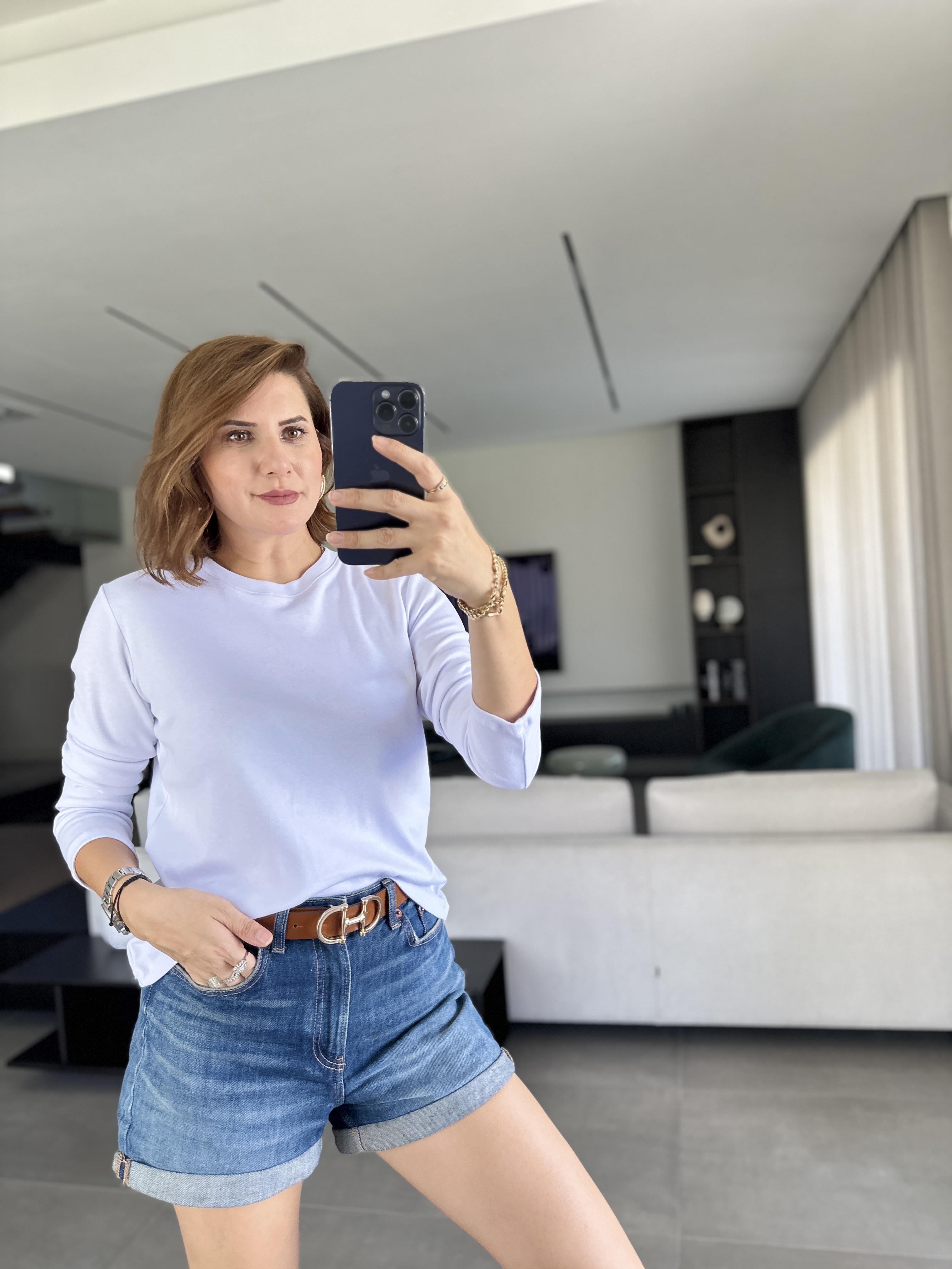 Beyaz Bisiklet Yaka Mas Sweat