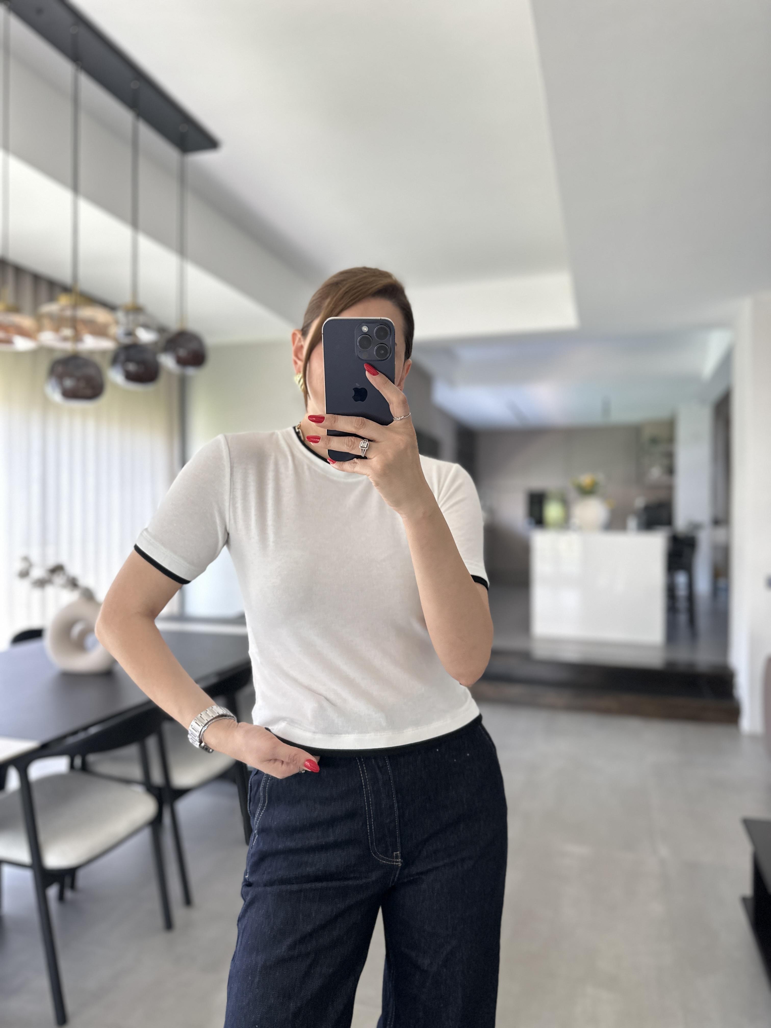 Beyaz Biyeli T-shirt