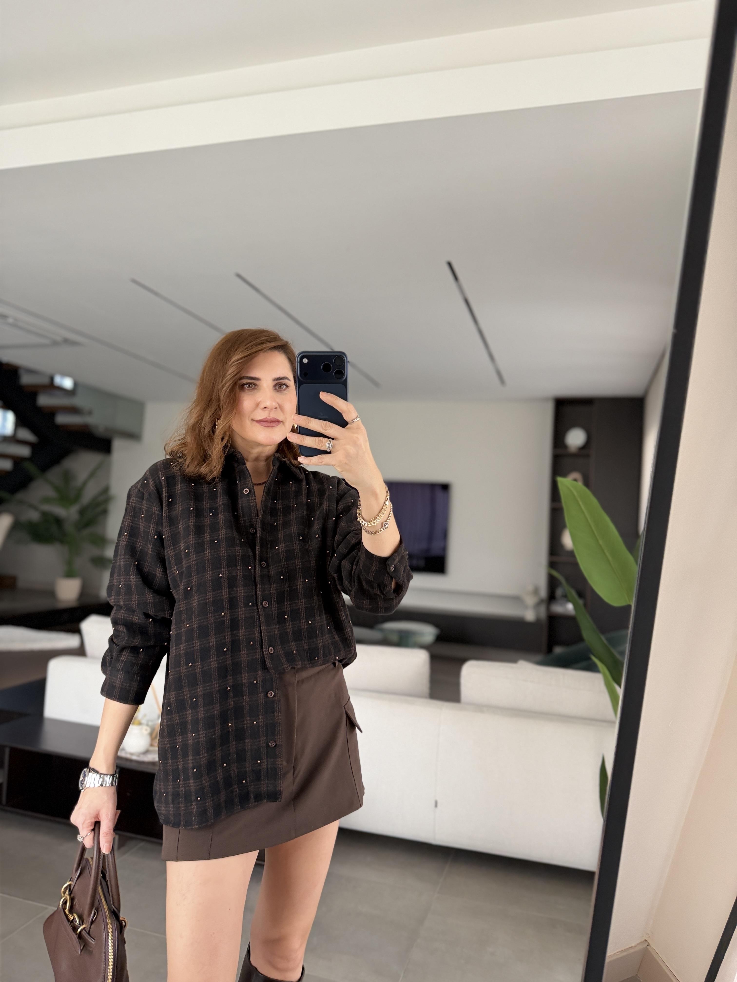 Boncuklu Ekose Gömlek