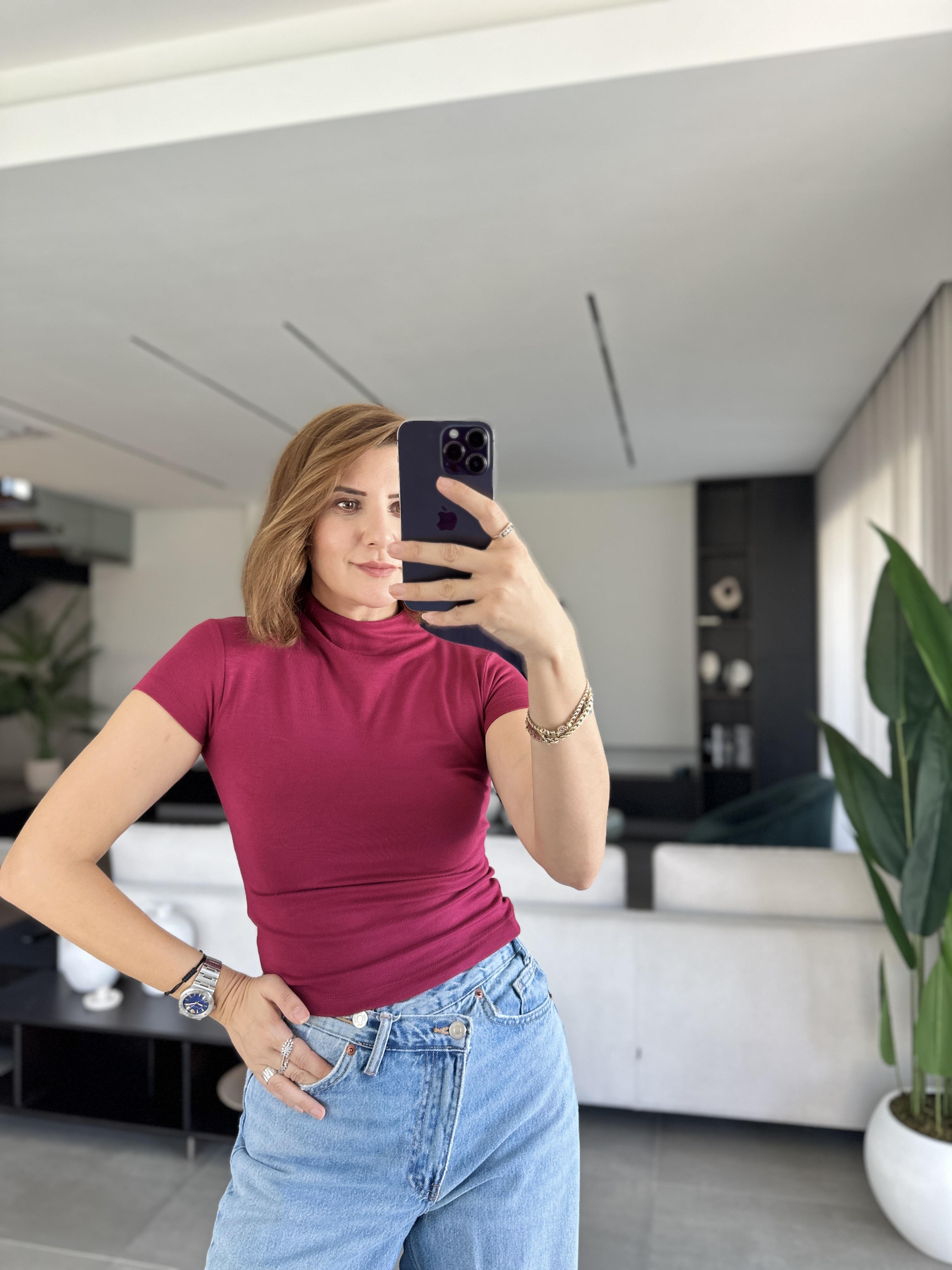 Bordo Bebe Kol Basic T-shirt