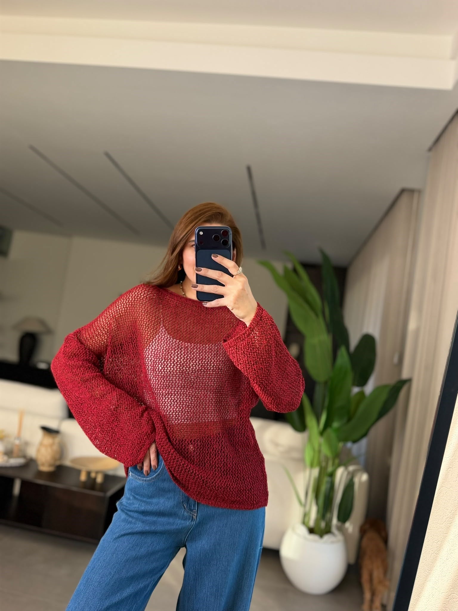 Bordo Geniş Yaka Merserize