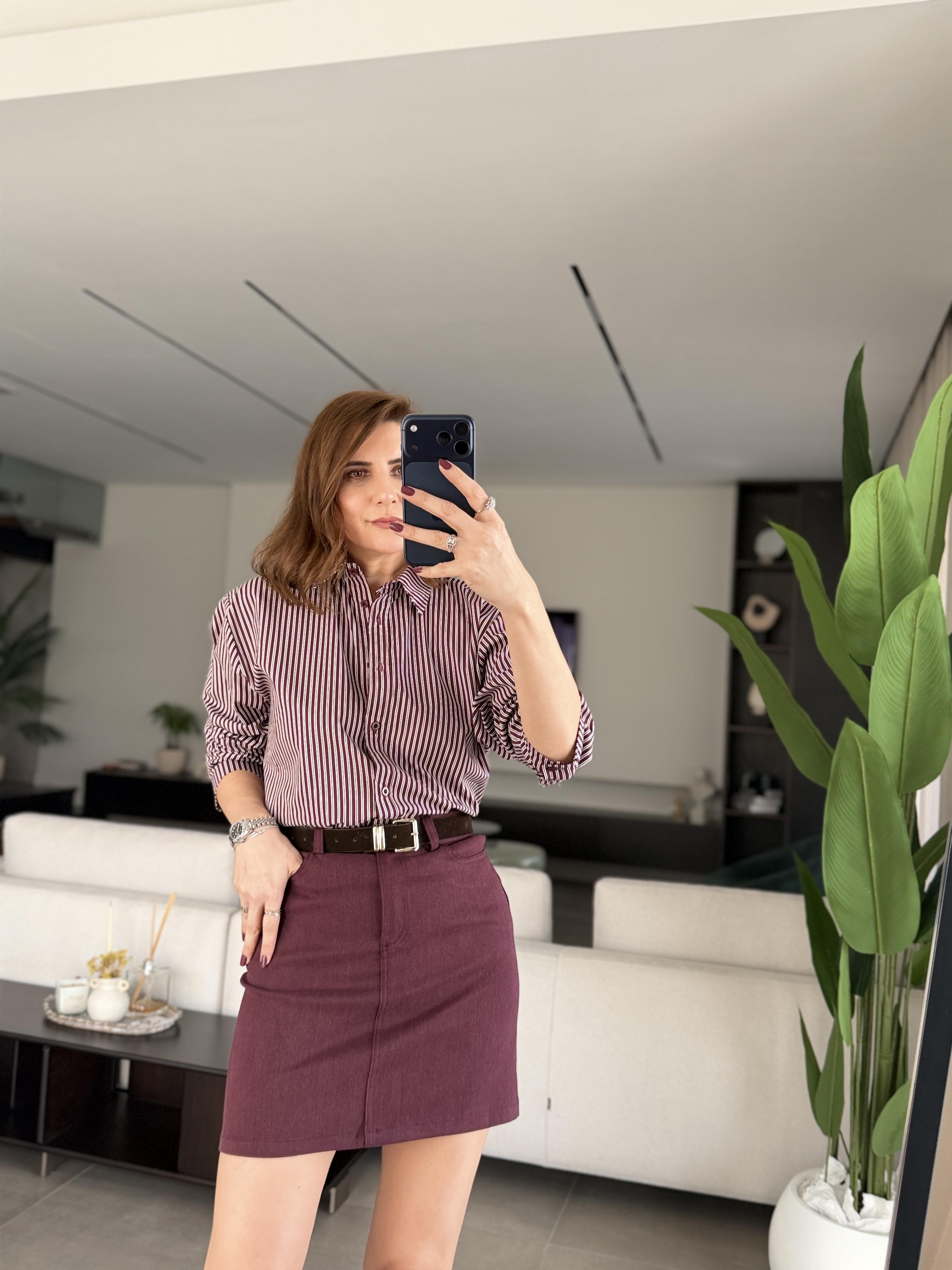 Bordo Kemer Detaylı Tali Etek