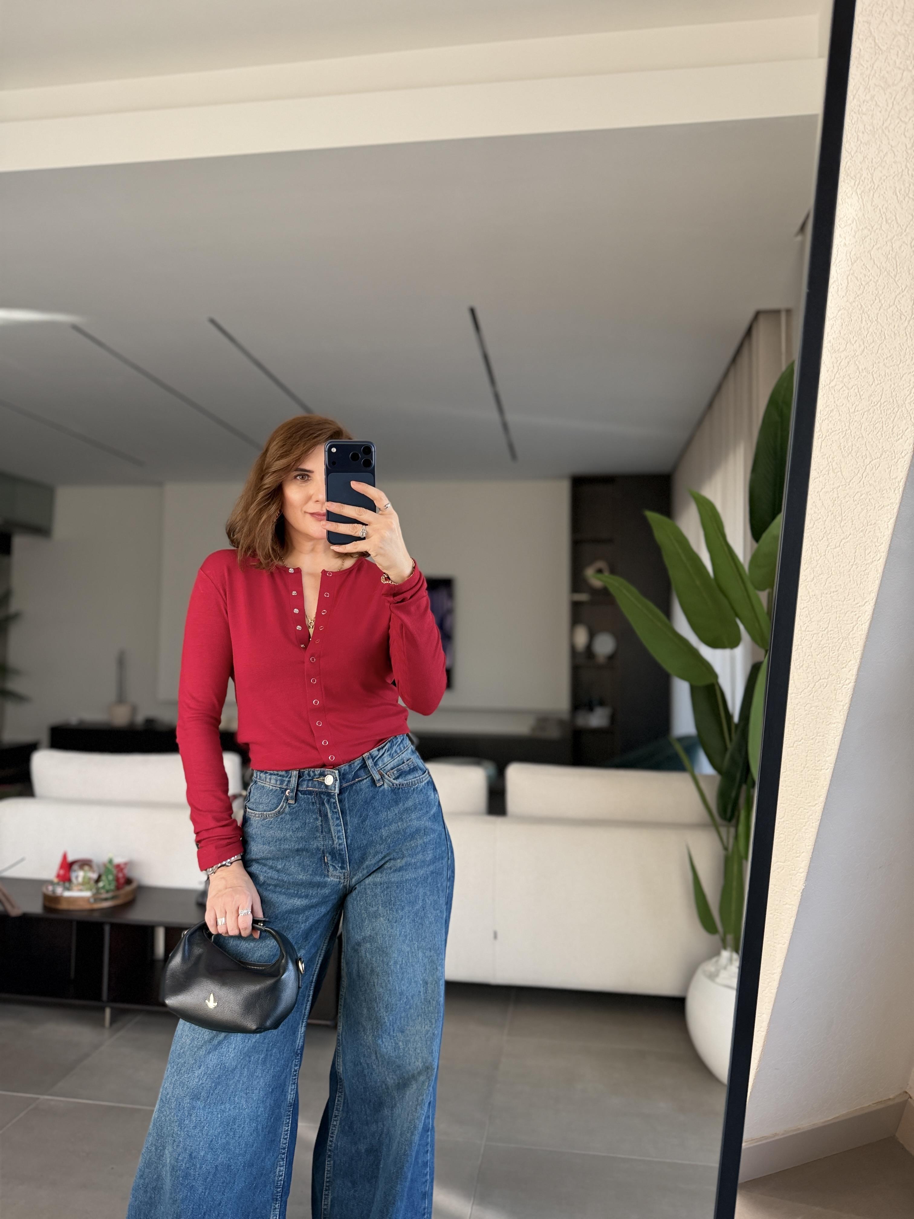 Bordo Önü Çıtçıtlı Buzzy Bluz
