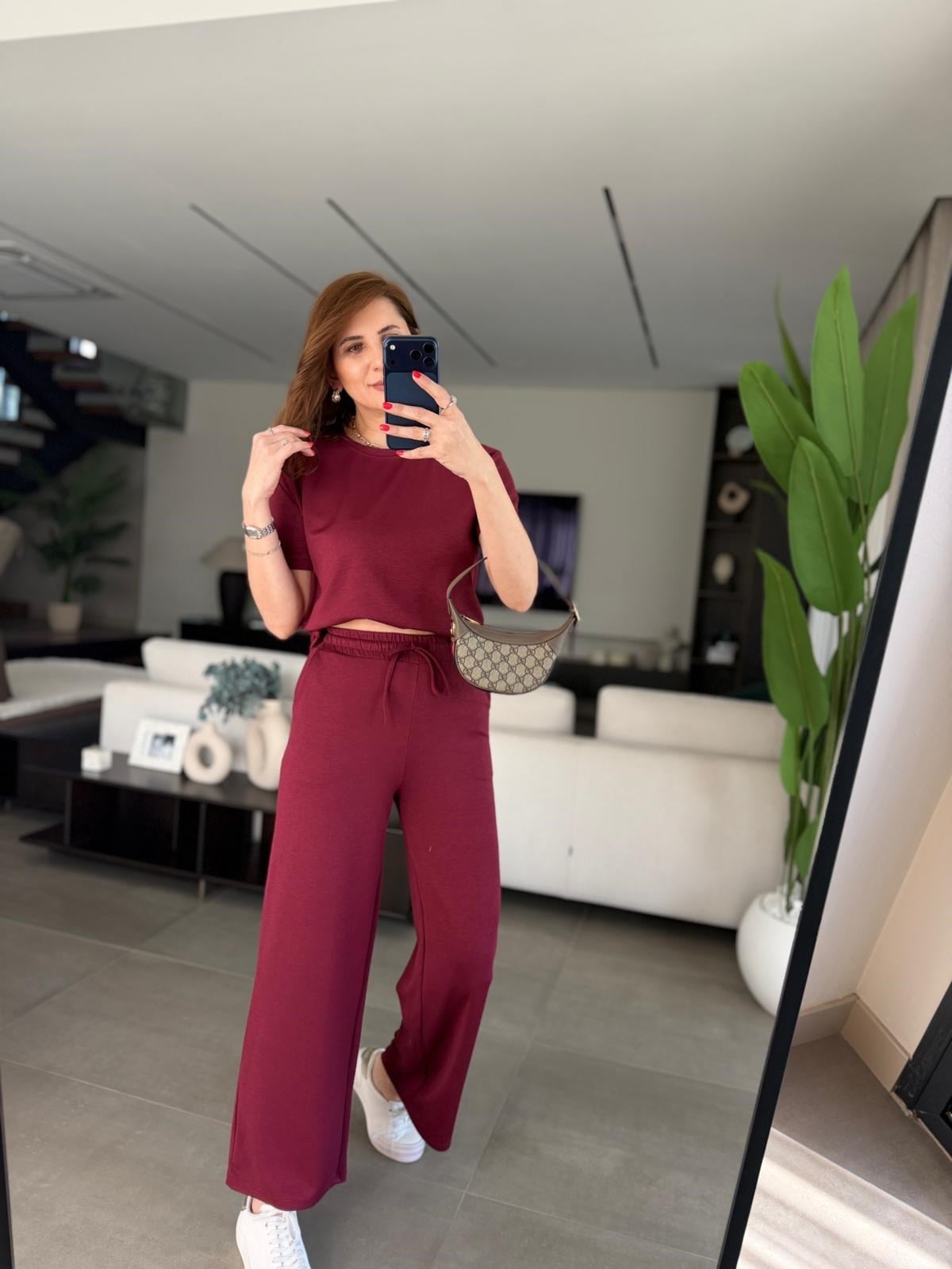 Bordo Rona Bisiklet Yaka Oys Takım
