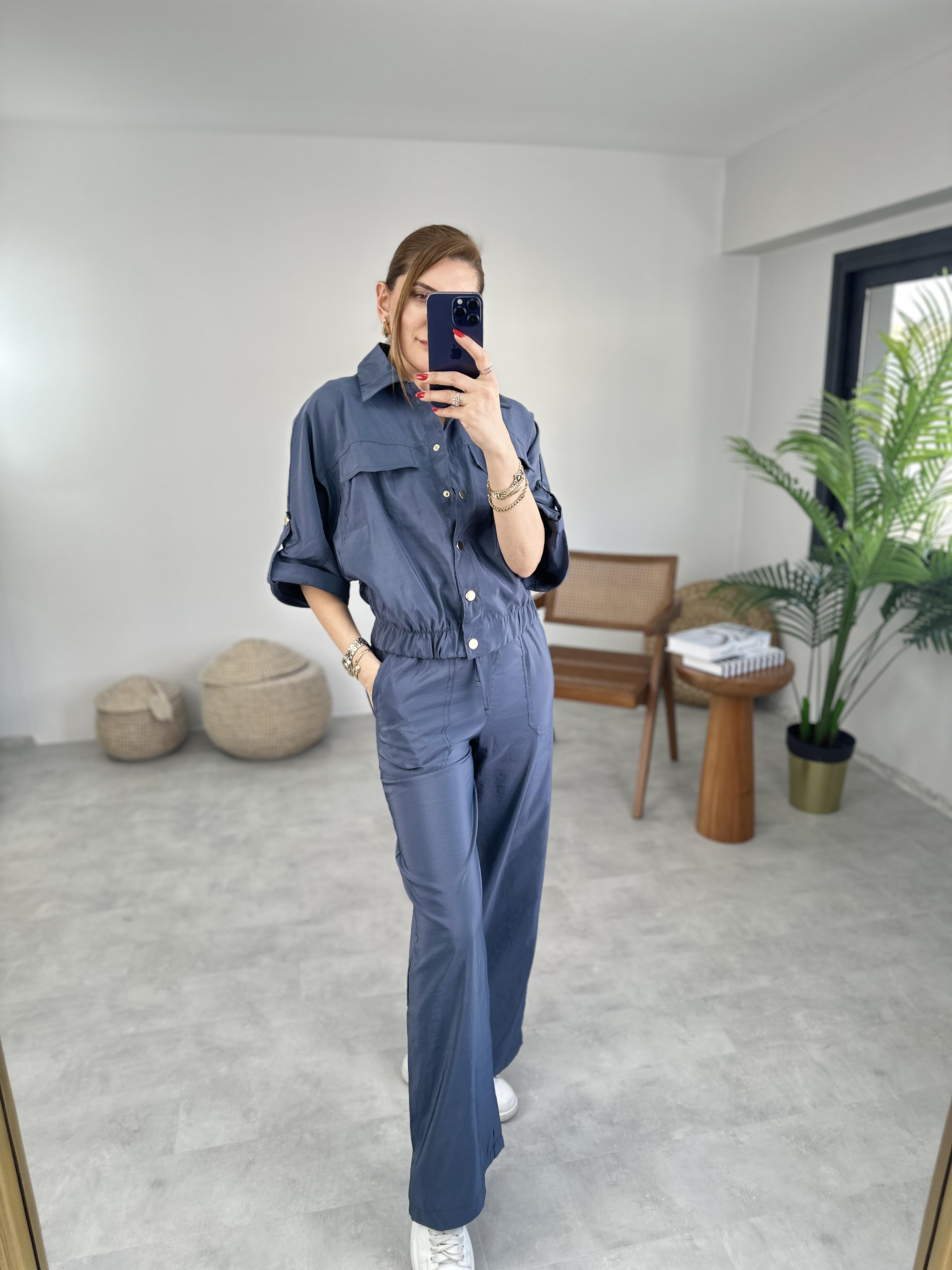 Çıtçıtlı Paraşüt Pantolon Takım