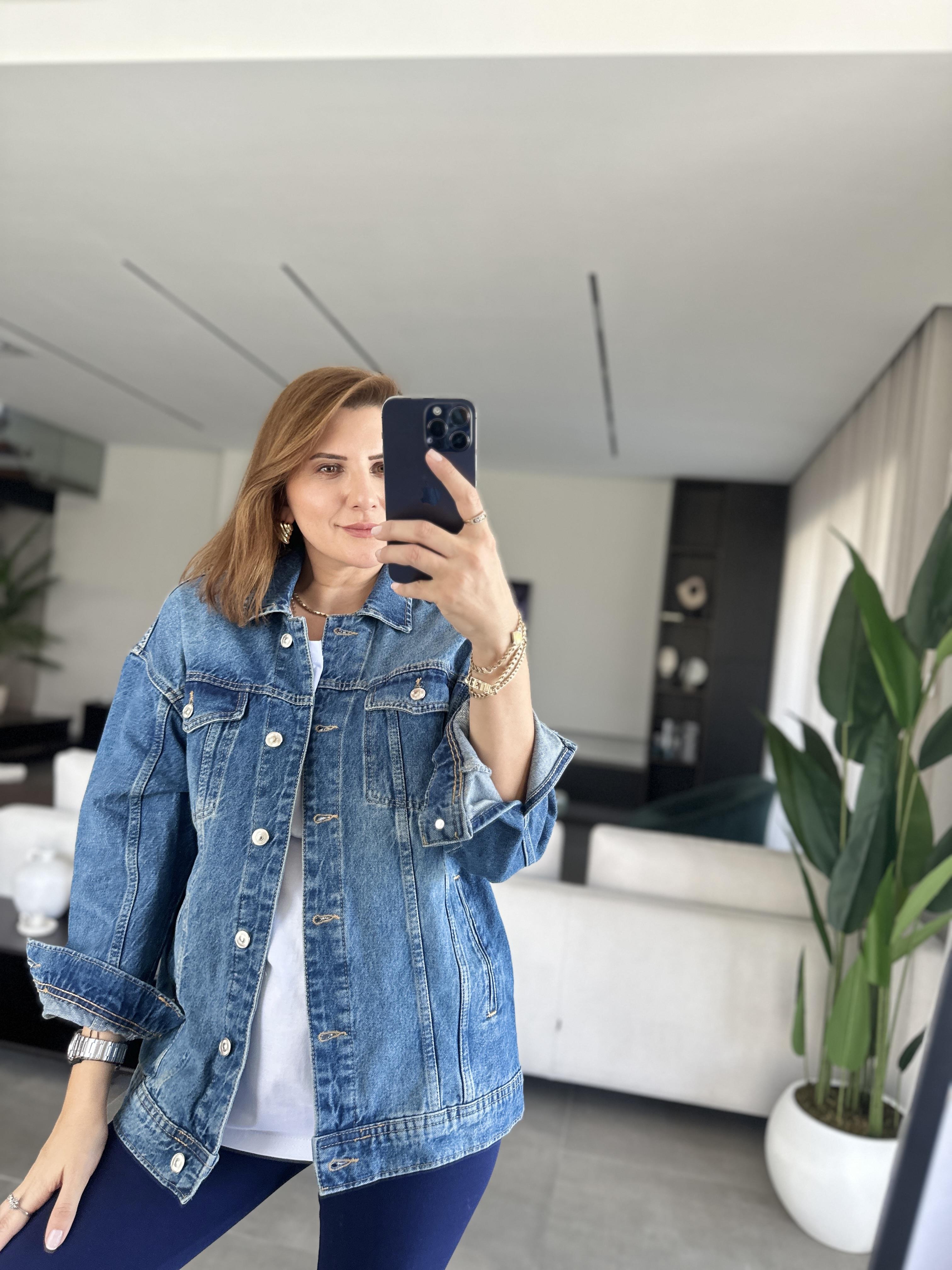 Düşük Omuz Kot Ceket
