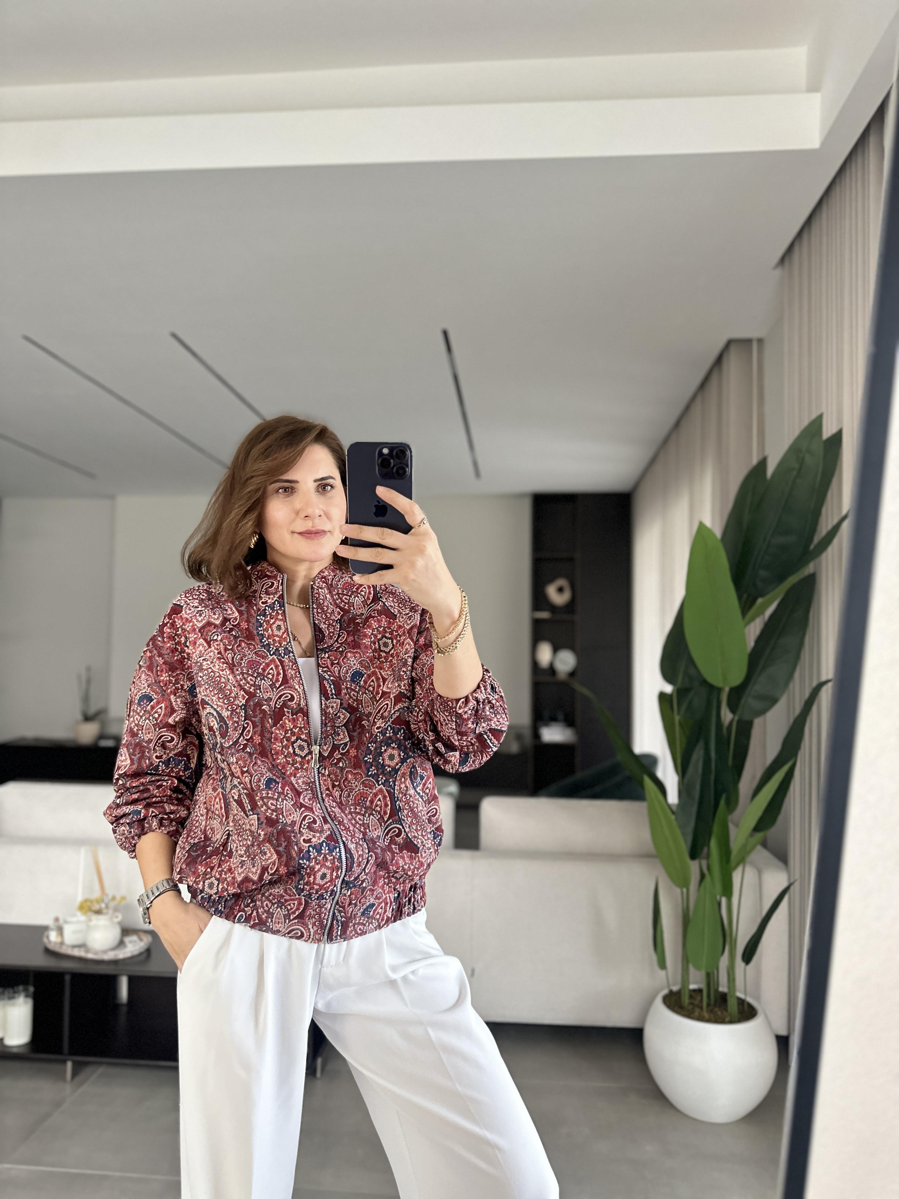 Etnik Desenli Bomber Ceket