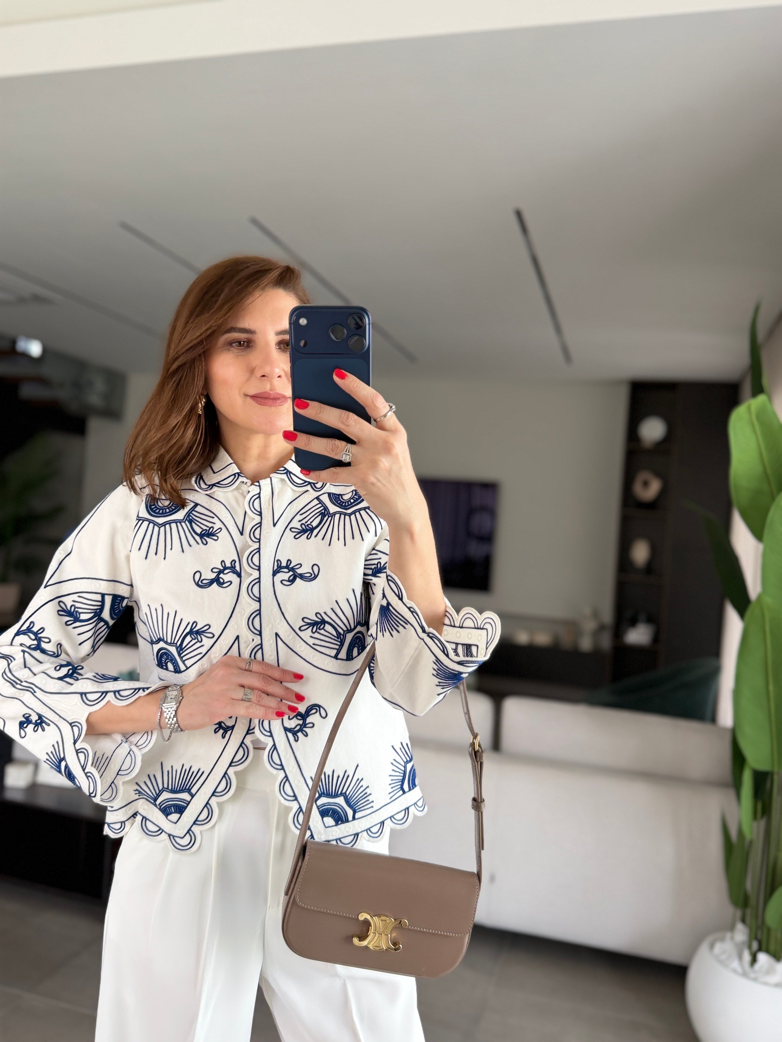 Etnik Desenli Yaka Detaylı Ceket