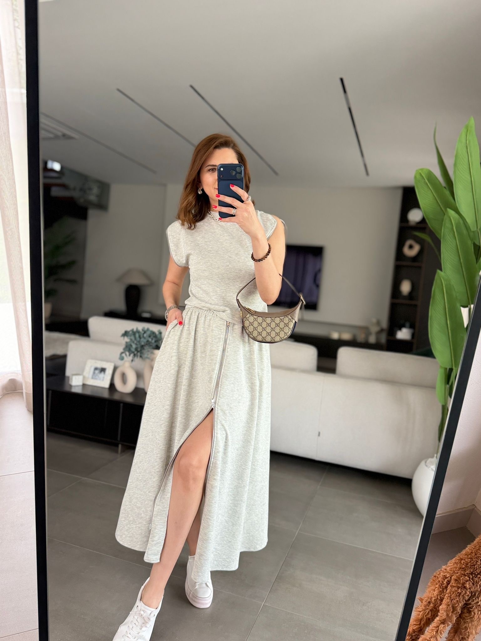 Fermuar Detaylı Eteklı Takım