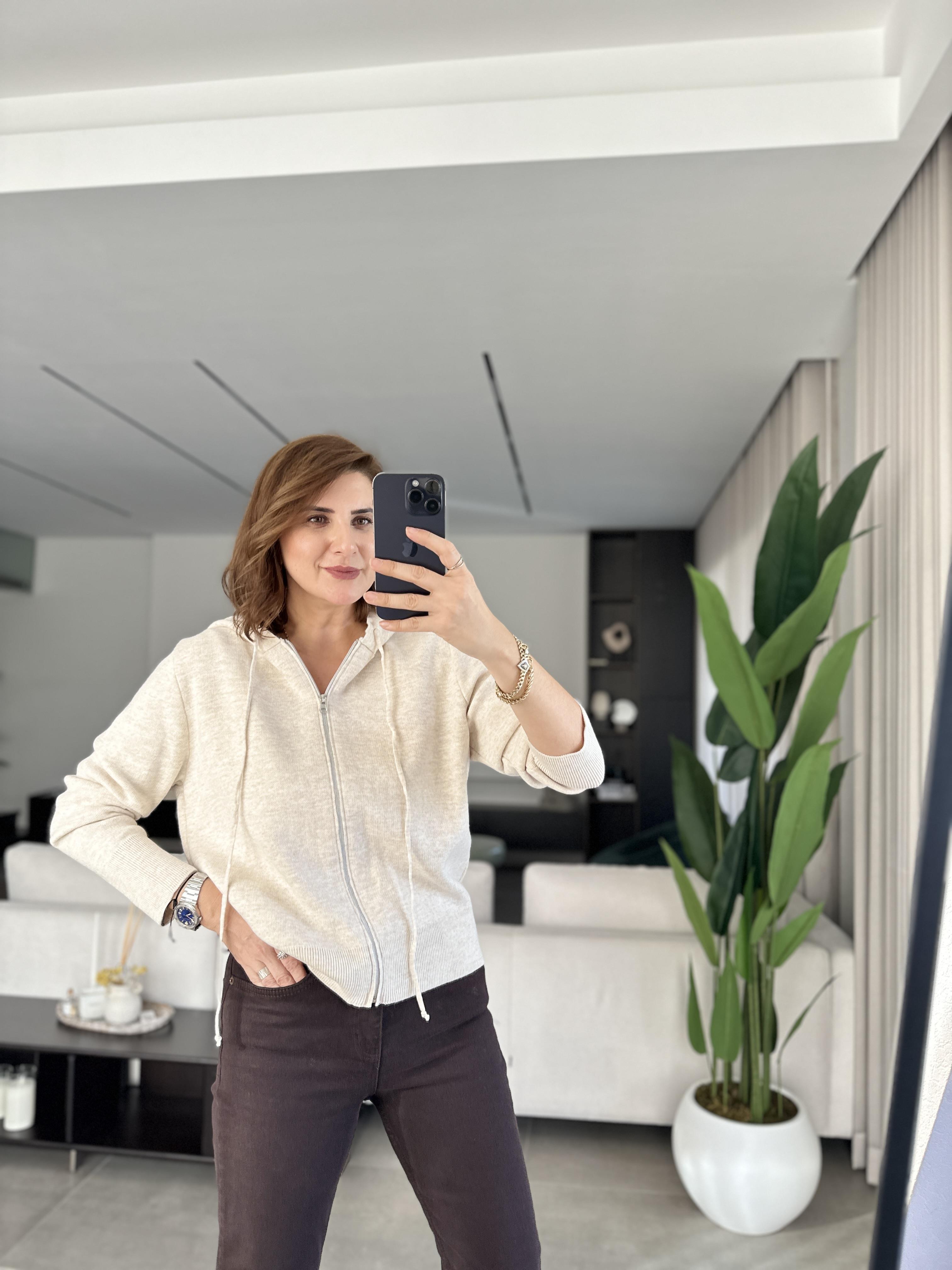 Fermuarlı Oversize Triko Hırka