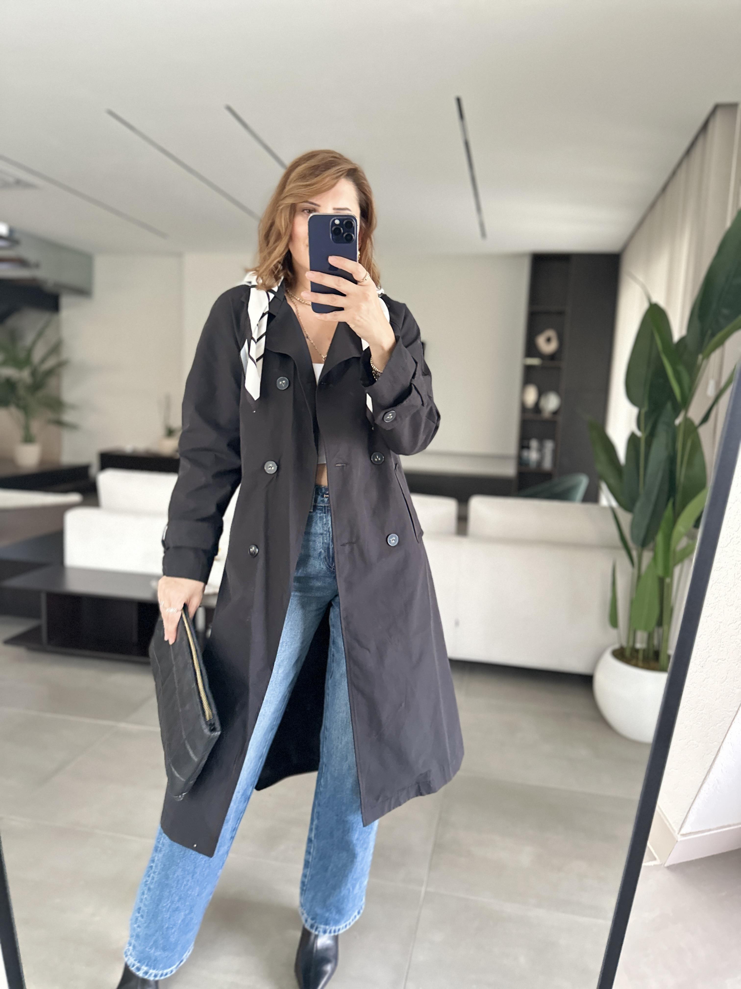 Fularlı Kemer Detaylı Trenckot