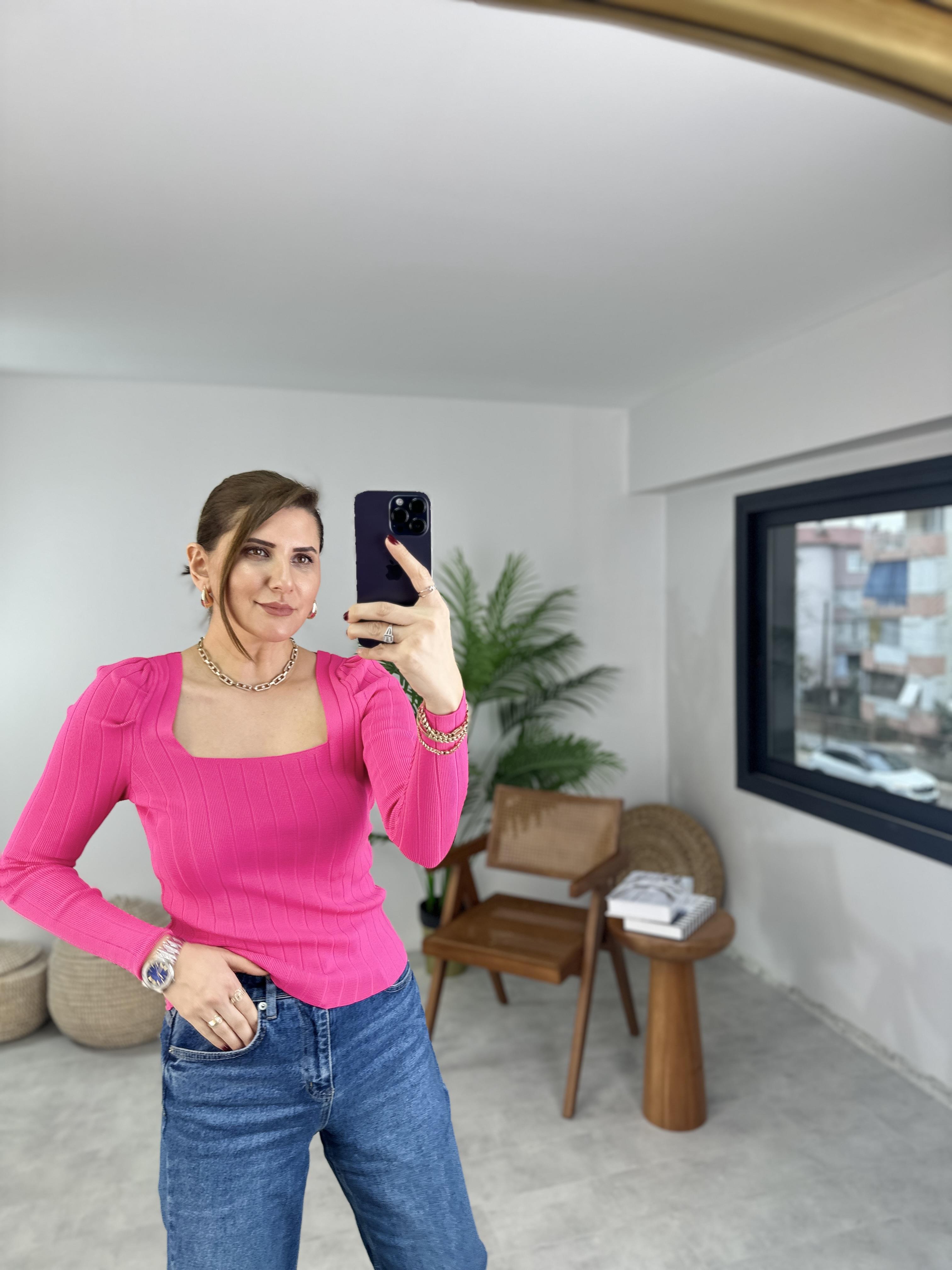 Fuşya Prenses Kol Bluz