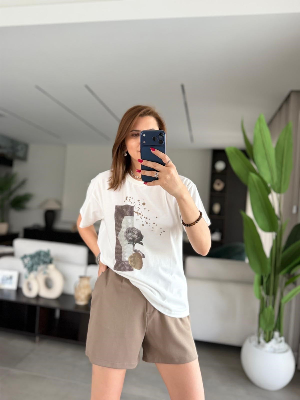 Gül Baskılı T-shirt