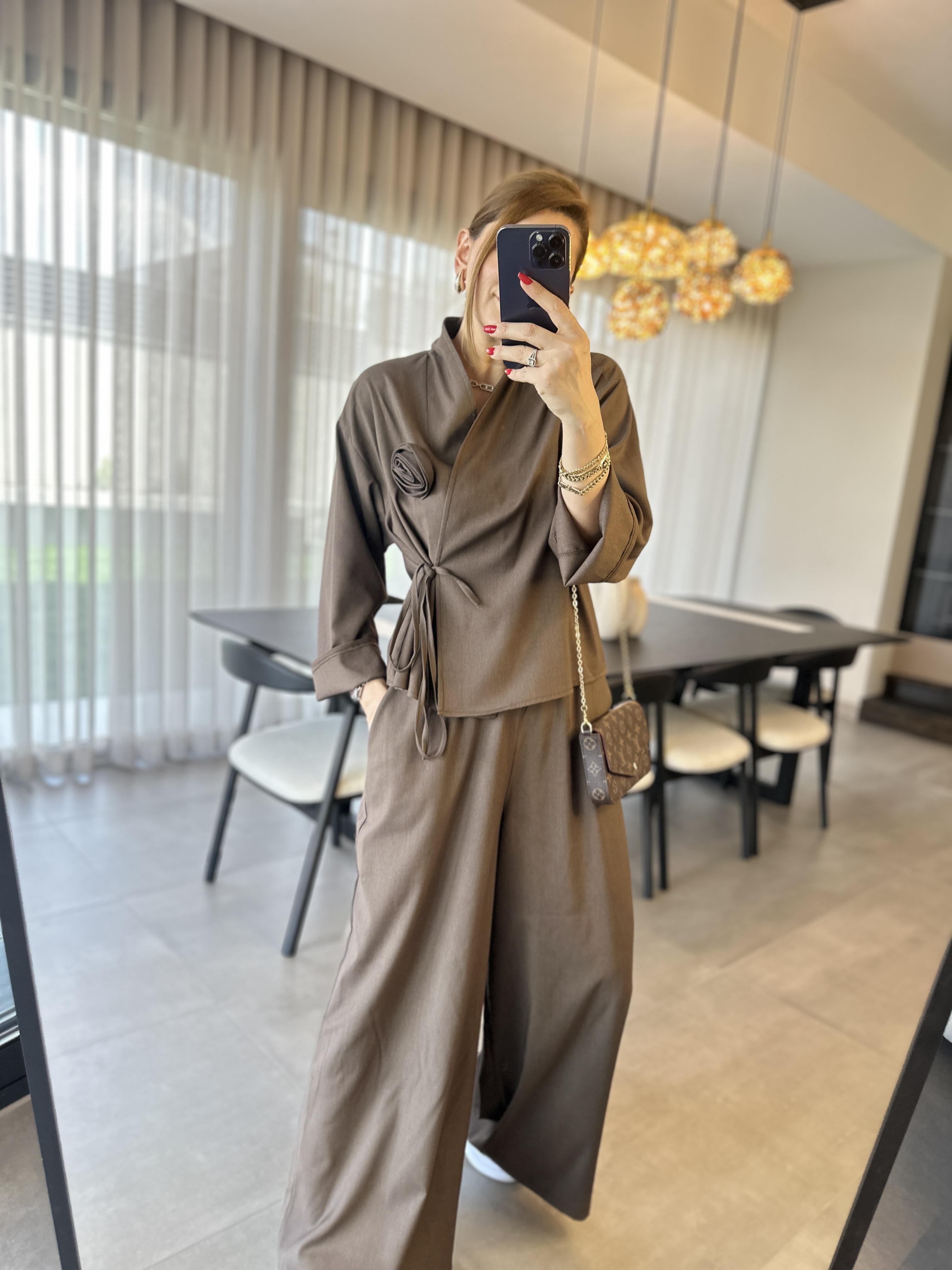 Gül Detay Kimono Takım