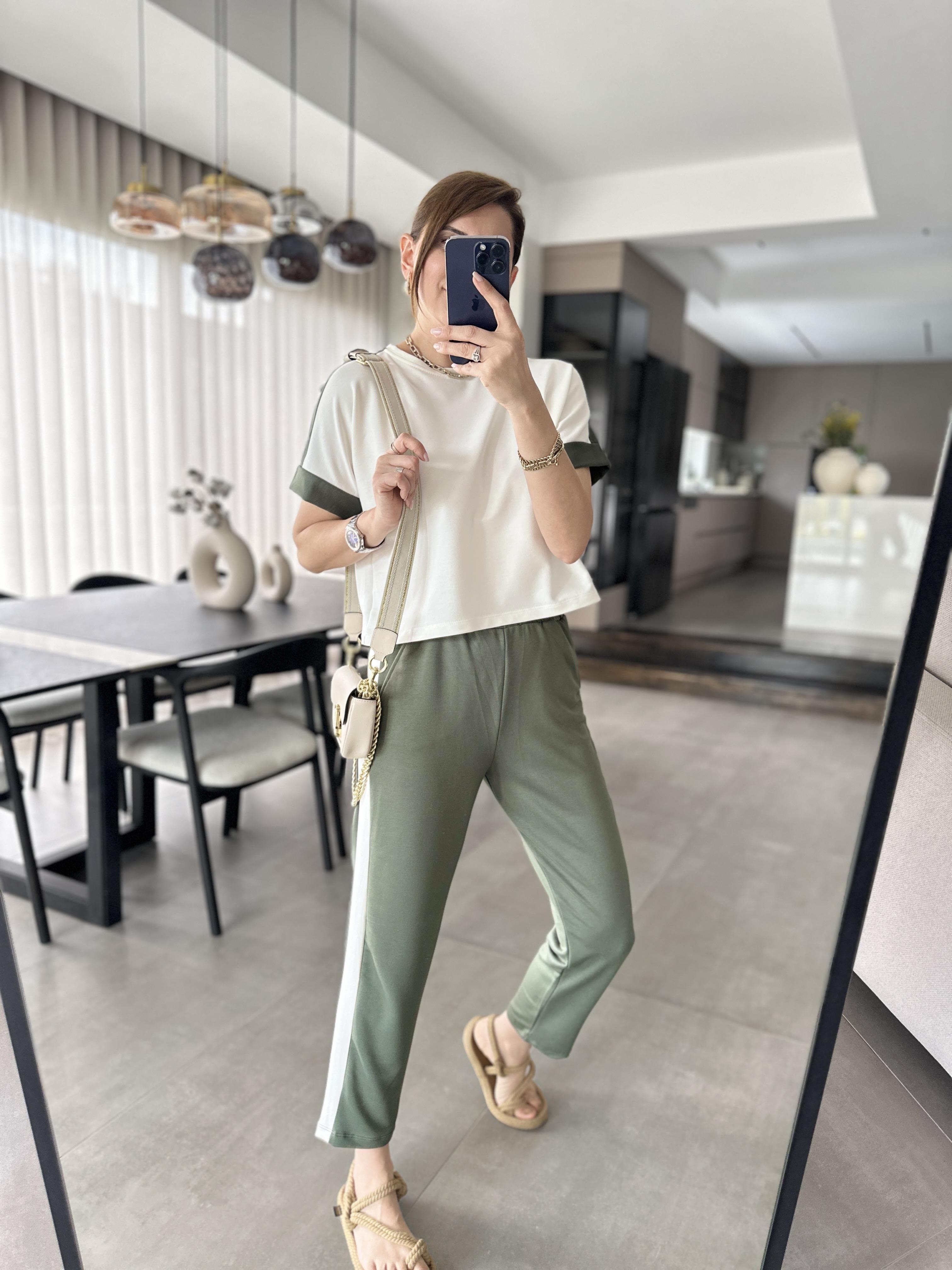 Haki Kristal Garnili Takım