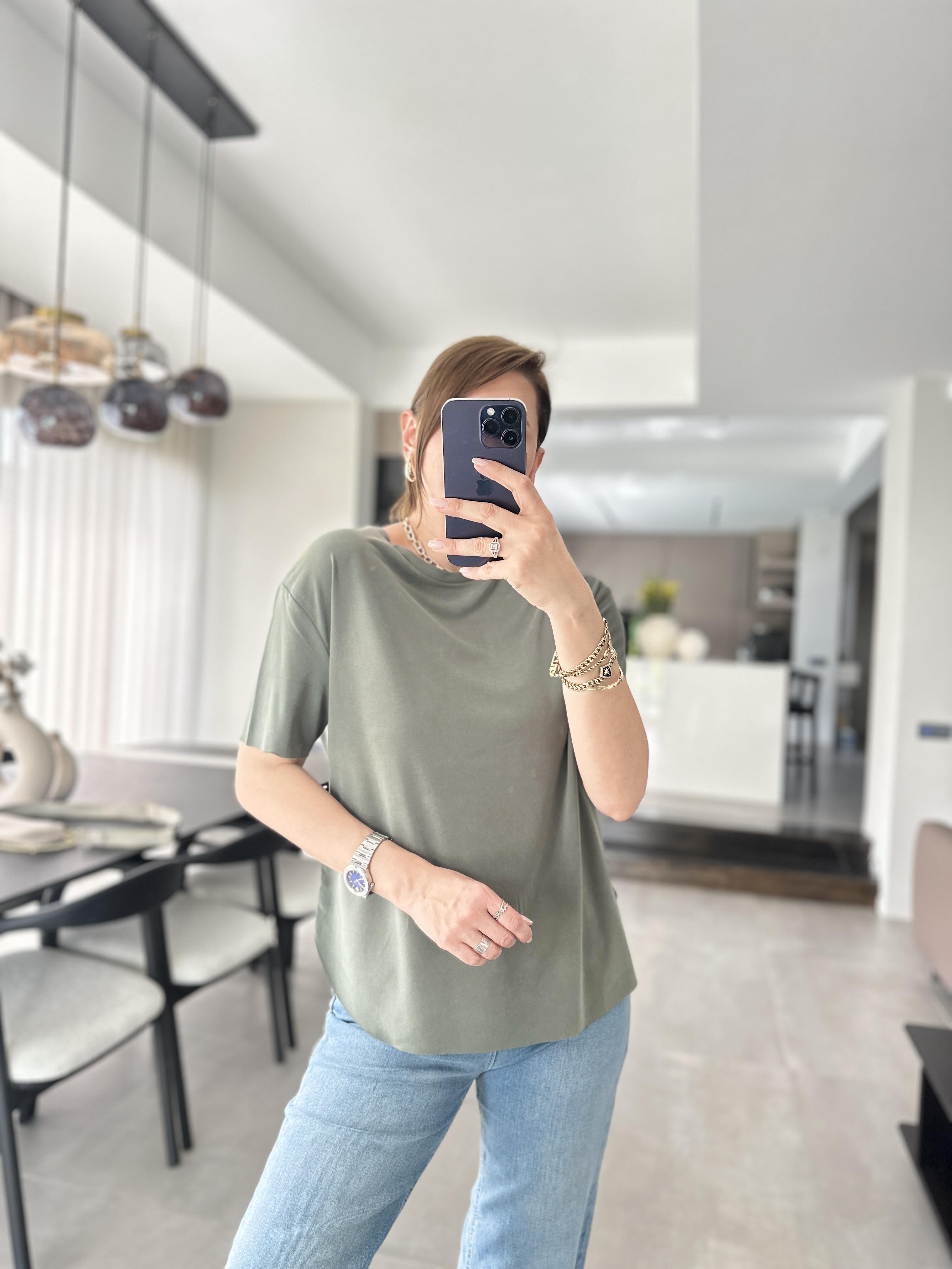 Haki Lazer Kesim T-shirt