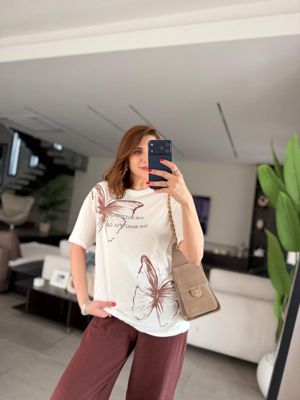 Kelebek Baskılı T-shirt