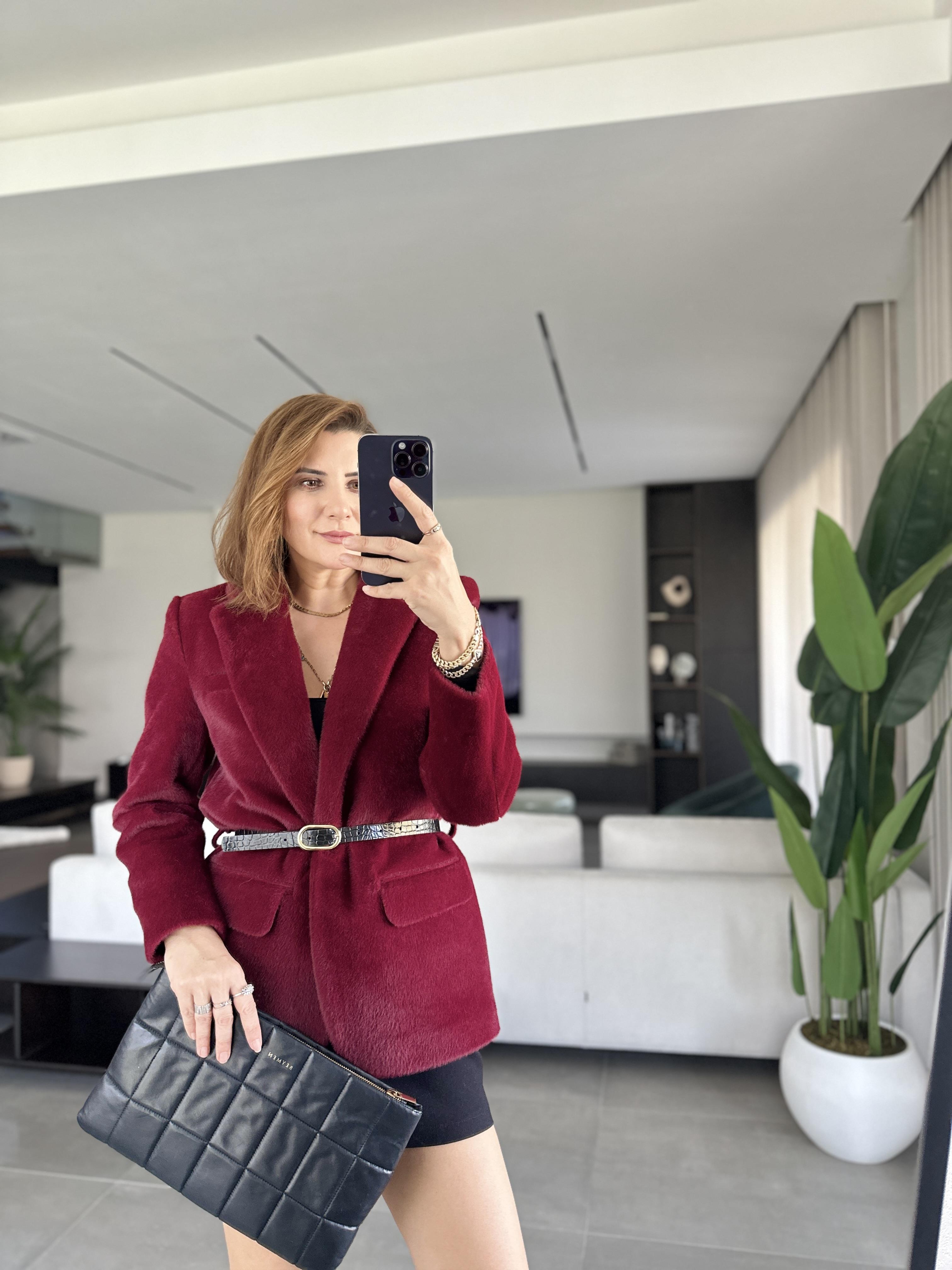 Kemerli Cep Detaylı Ceket