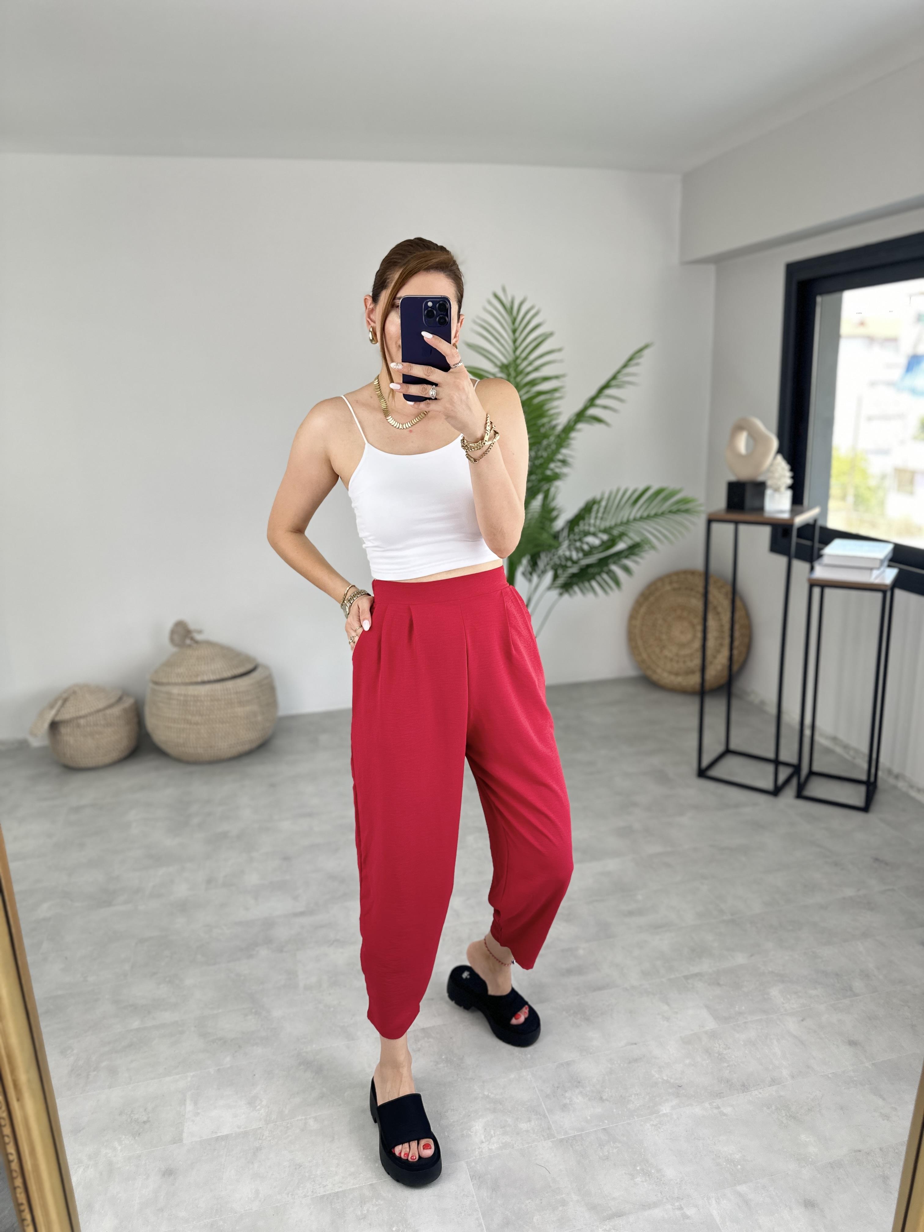 KIRMIZI AYROBİN HAREM PANTOLON