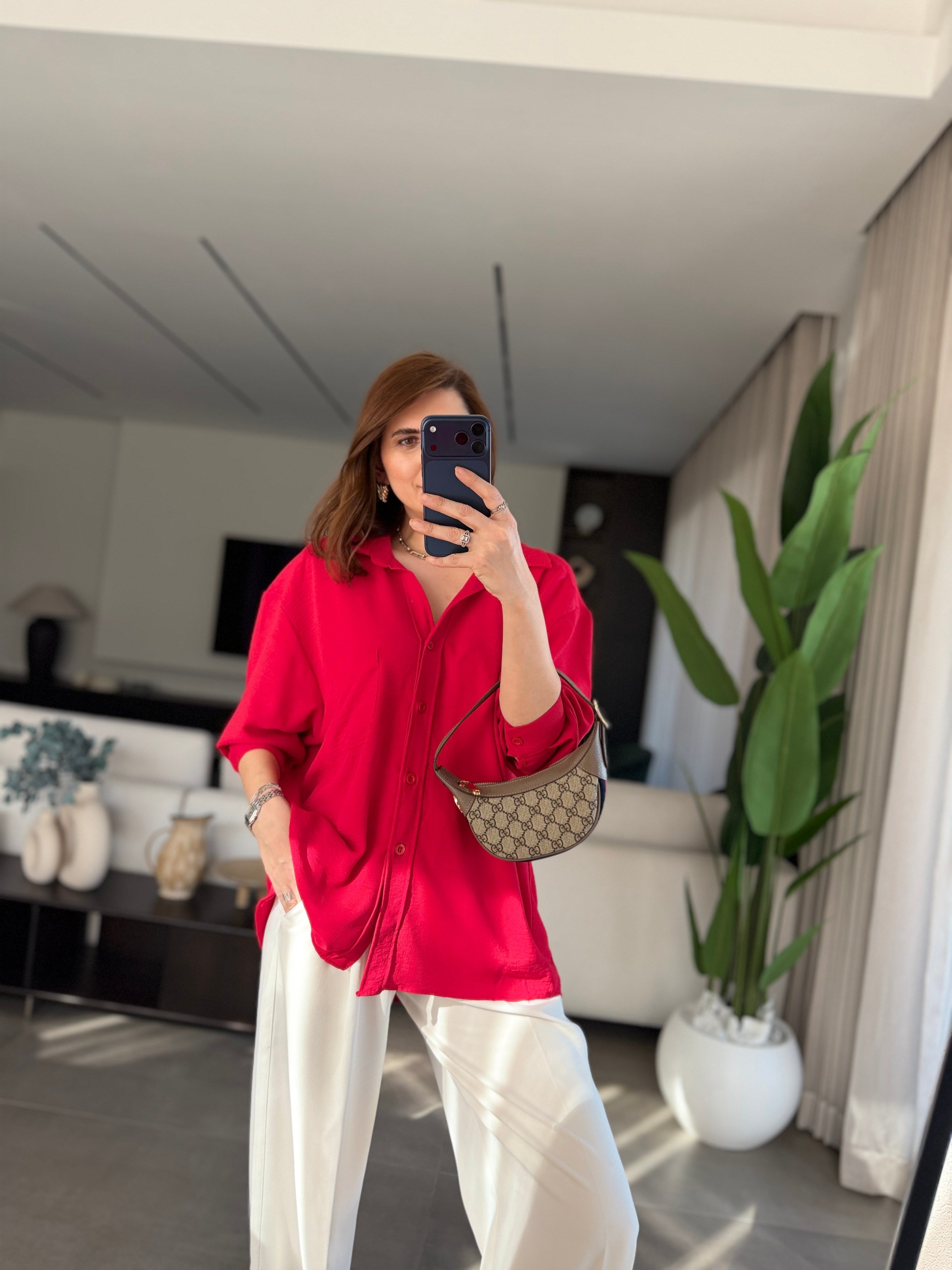 Kırmızı Ayrobin Salaş Gömlek