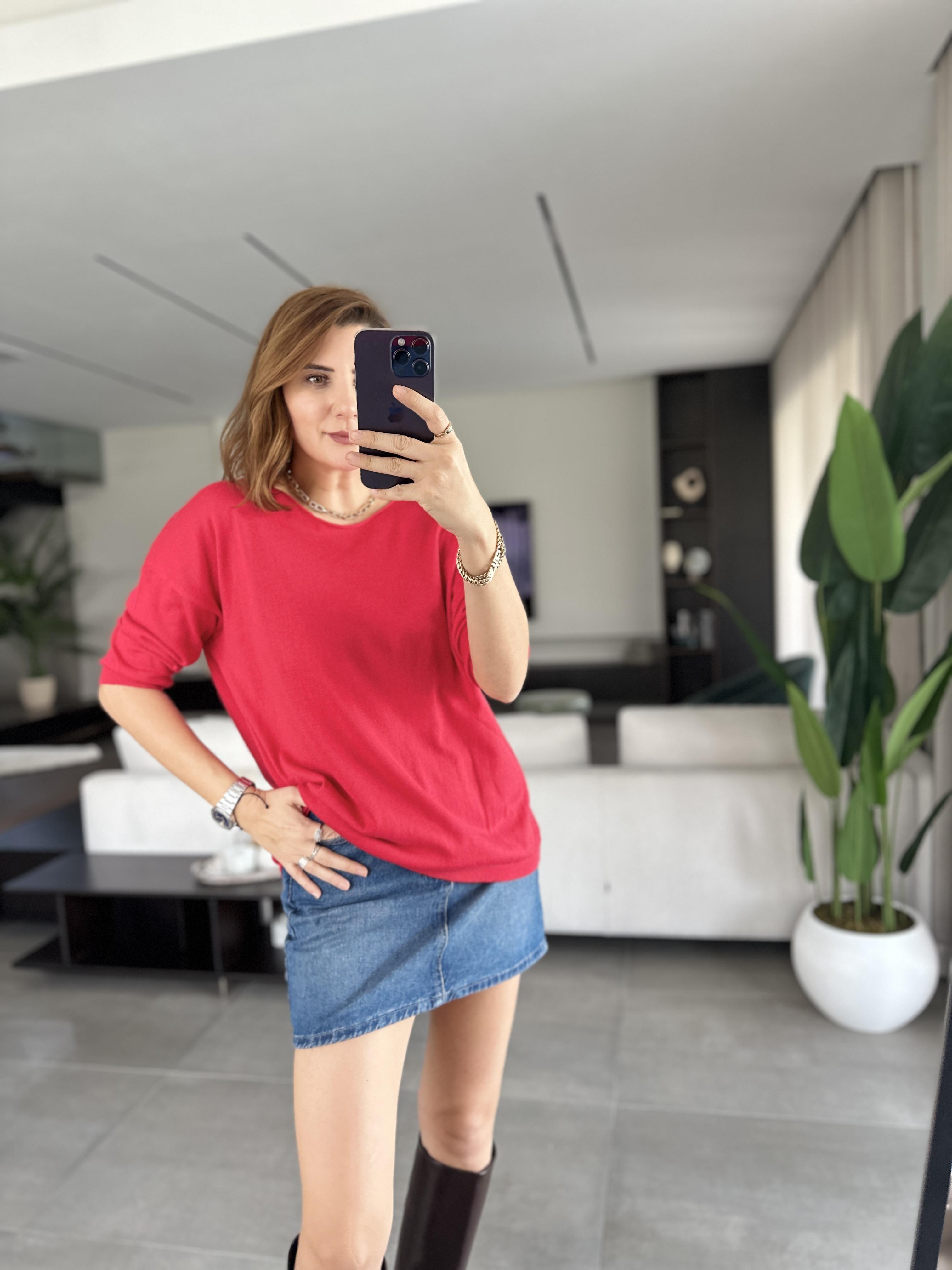 Kırmızı Lena Salaş Bluz