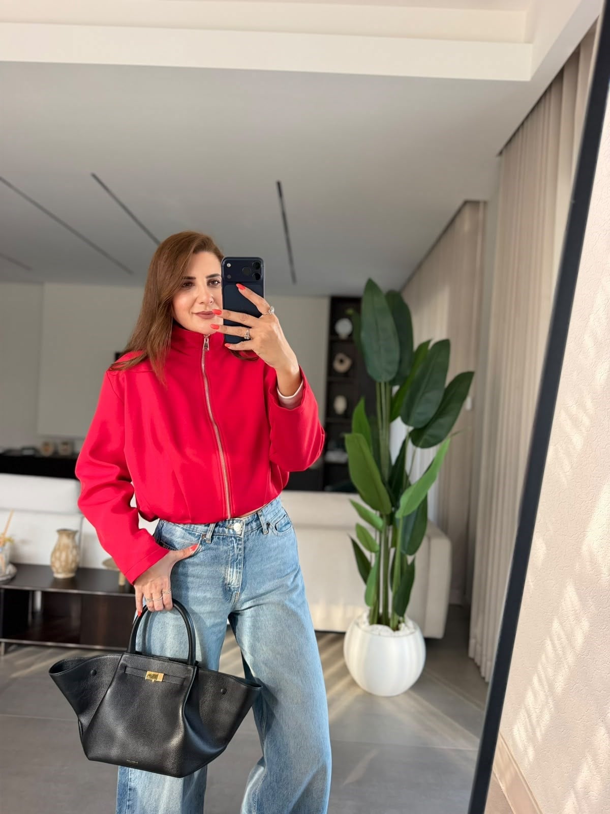 Kırmızı Ruby Astarlı Fermuarlı Ceket