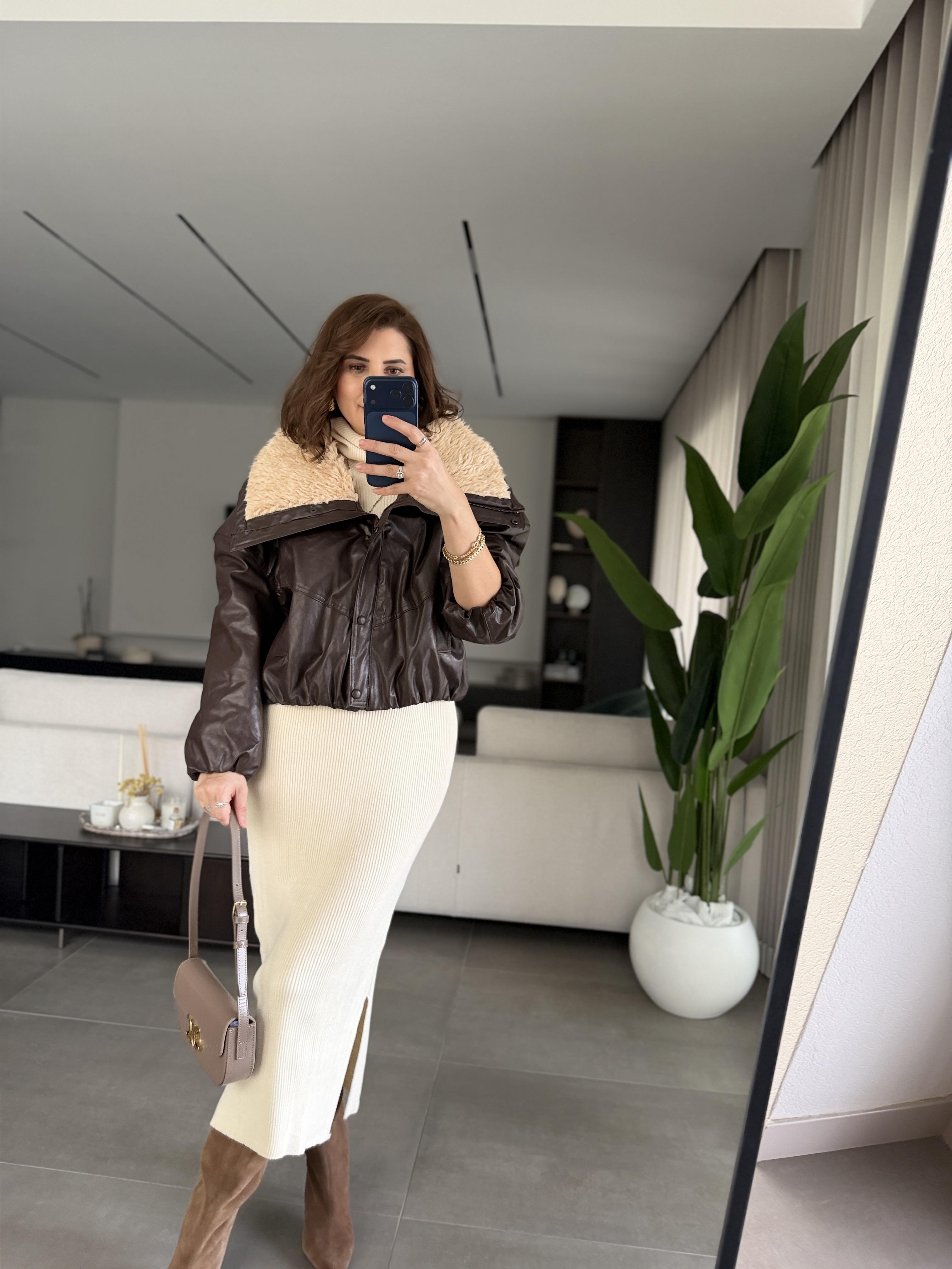 Kürk Yakalı Deri Mont