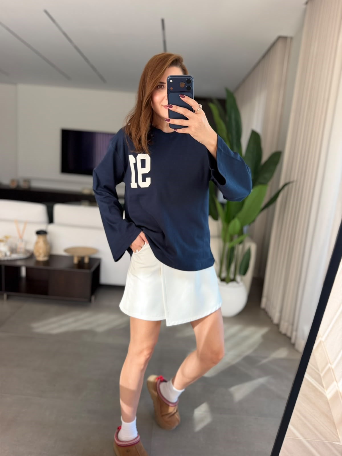Lacivert  91 Baskılı Sweatshırt