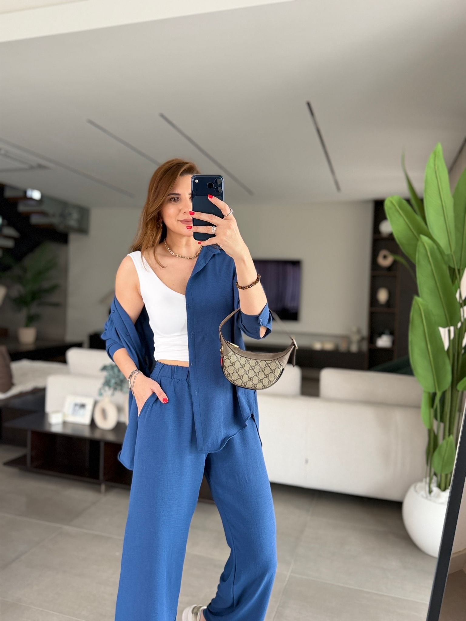 Lacivert Ayrobin Gömlek Takım