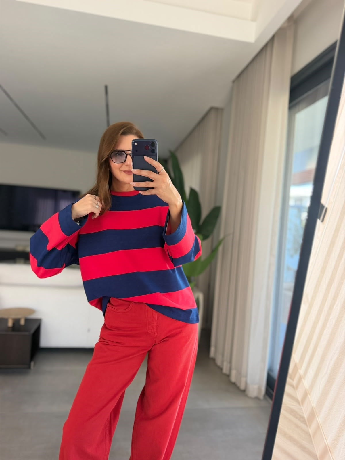 Lacivert  Çizgili Sweatshırt